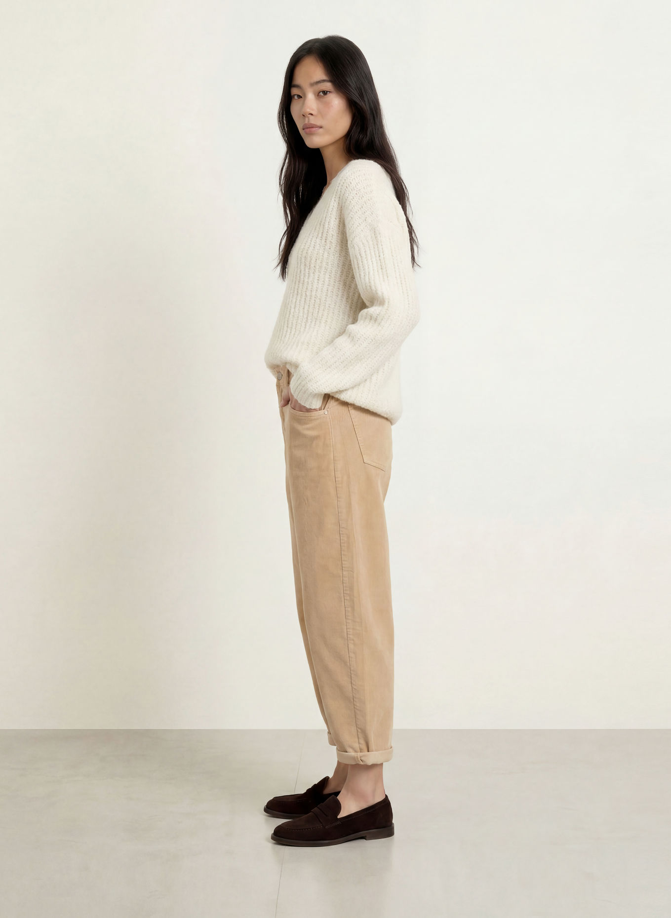 Herrlicher 7/8 broek BARROW van corduroy: BEIGE