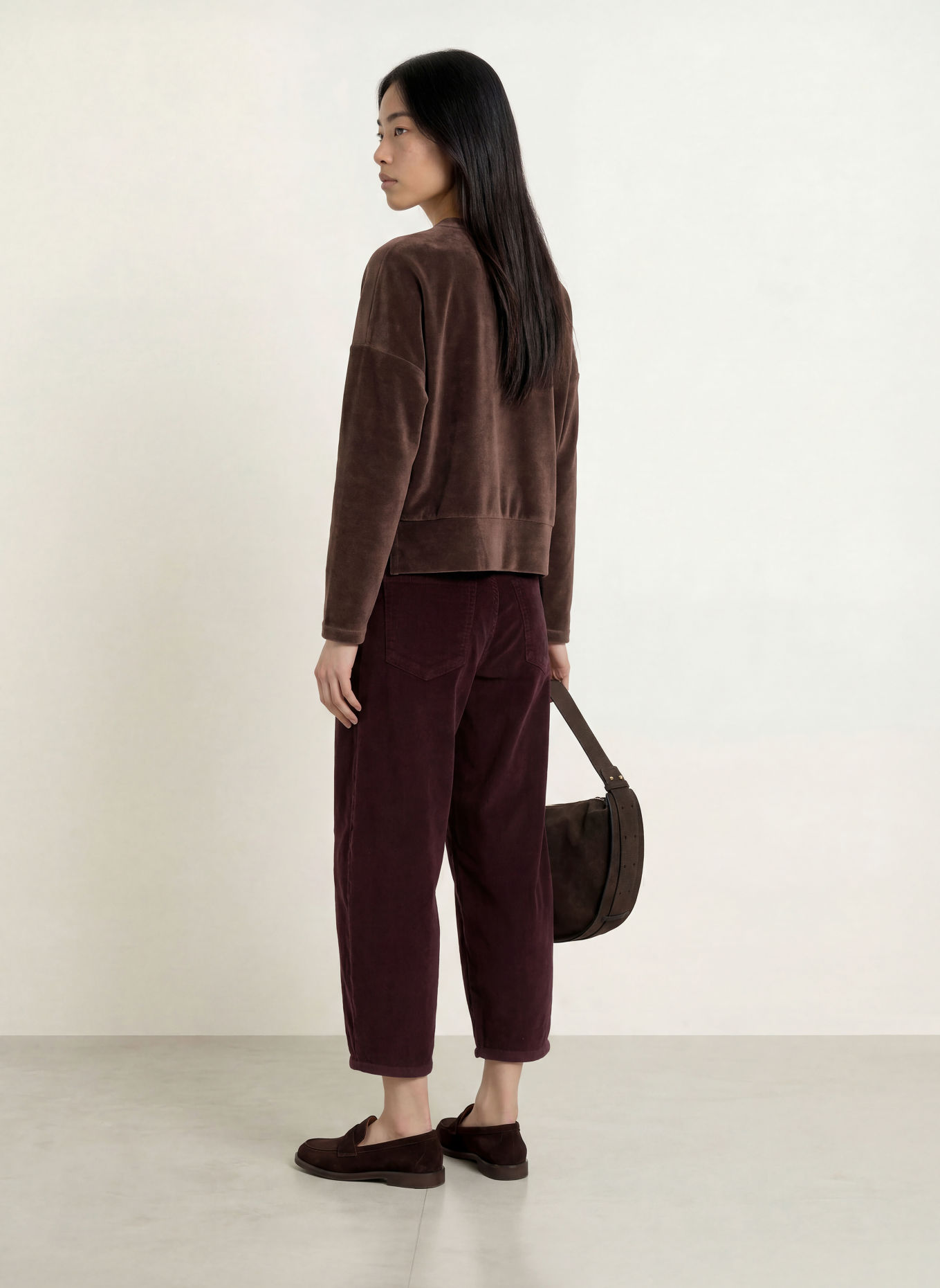 Herrlicher SENA velvet sweatshirt: DARK BROWN