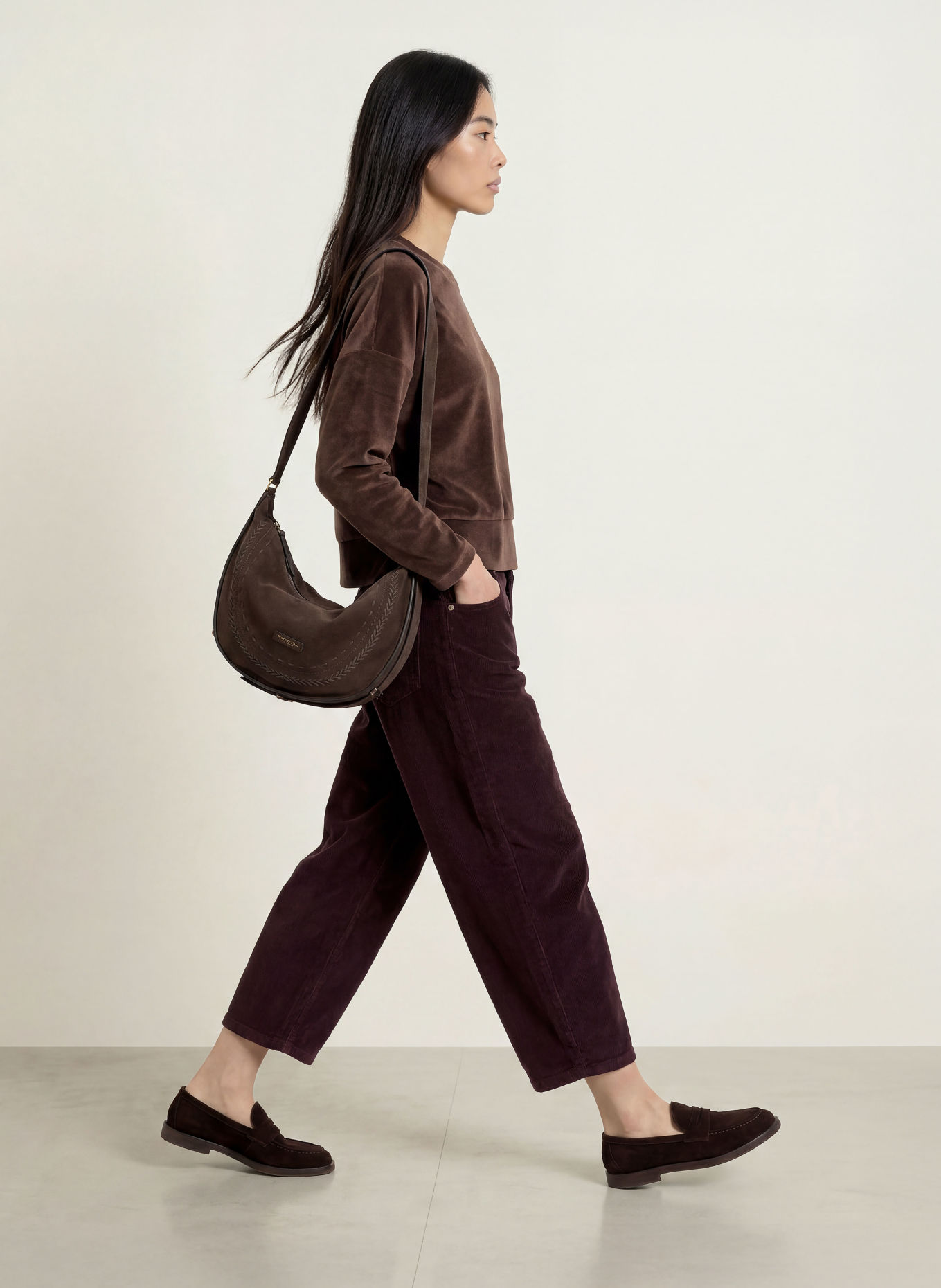 Herrlicher SENA velvet sweatshirt: DARK BROWN