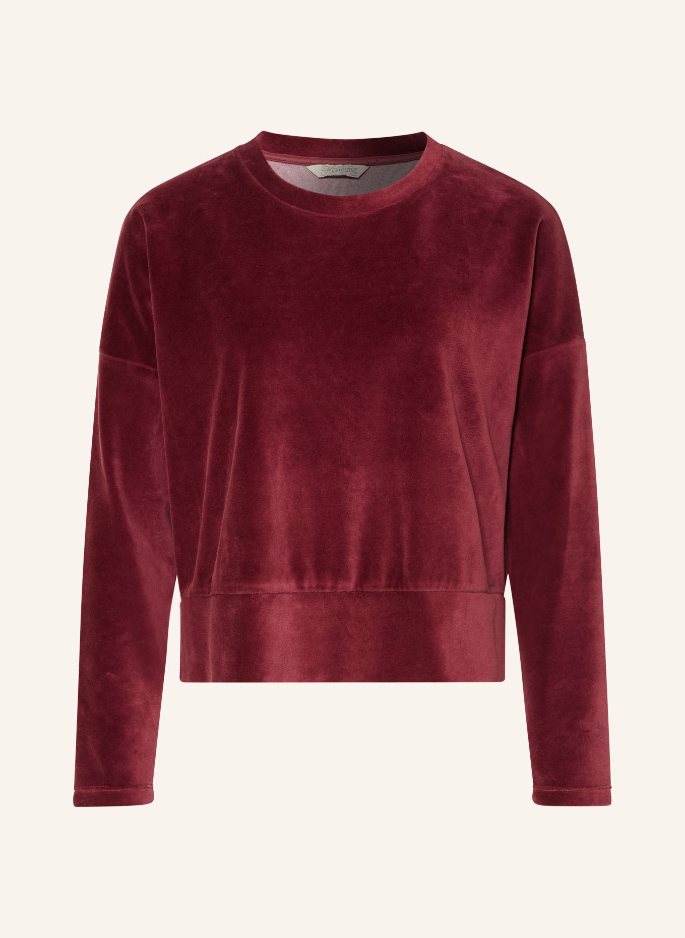 Herrlicher SENA-Sweatshirt van fluweel: DONKERROOD