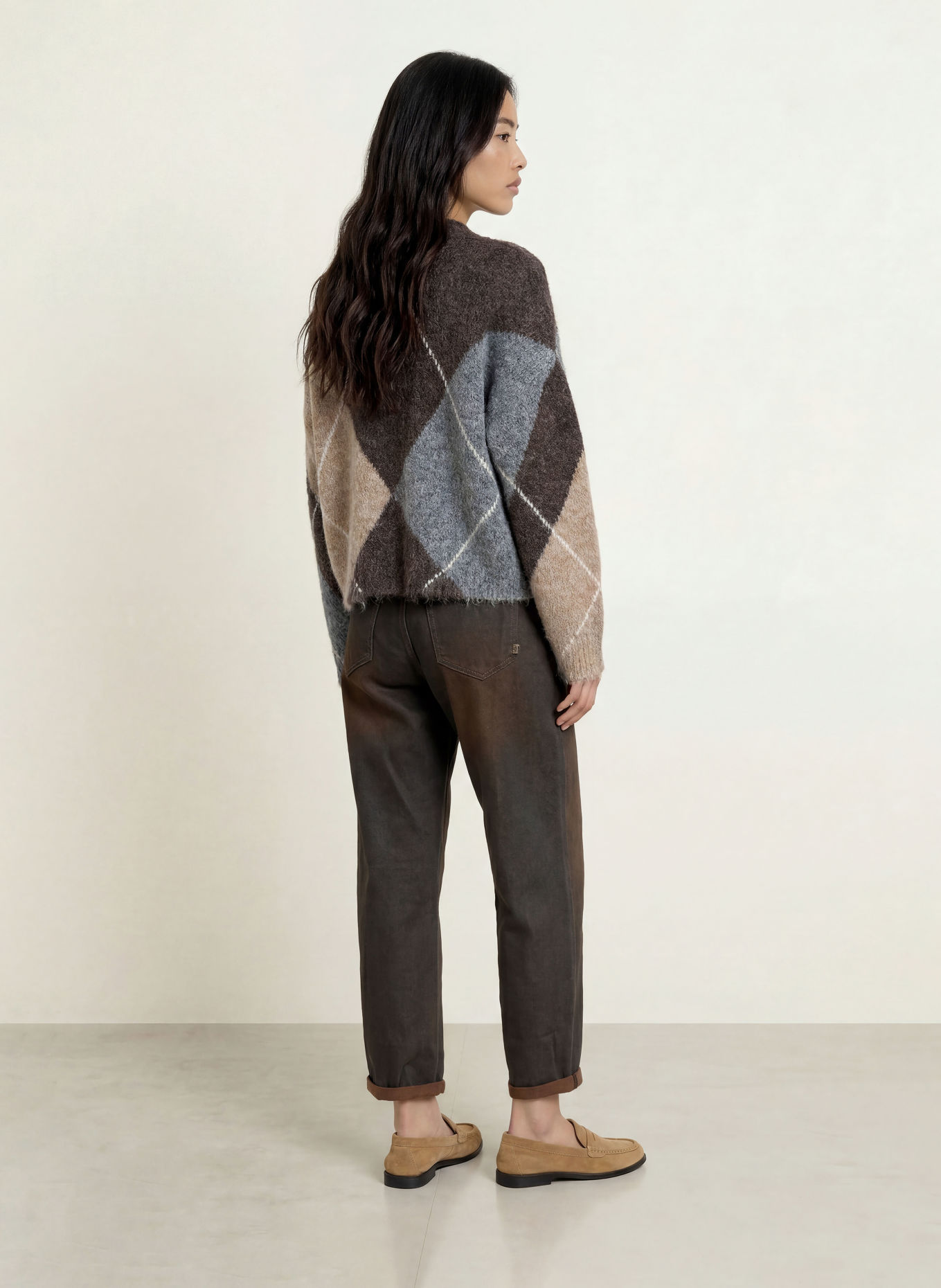Herrlicher Trui FLORALIN: BRUIN / BEIGE / GRIJS