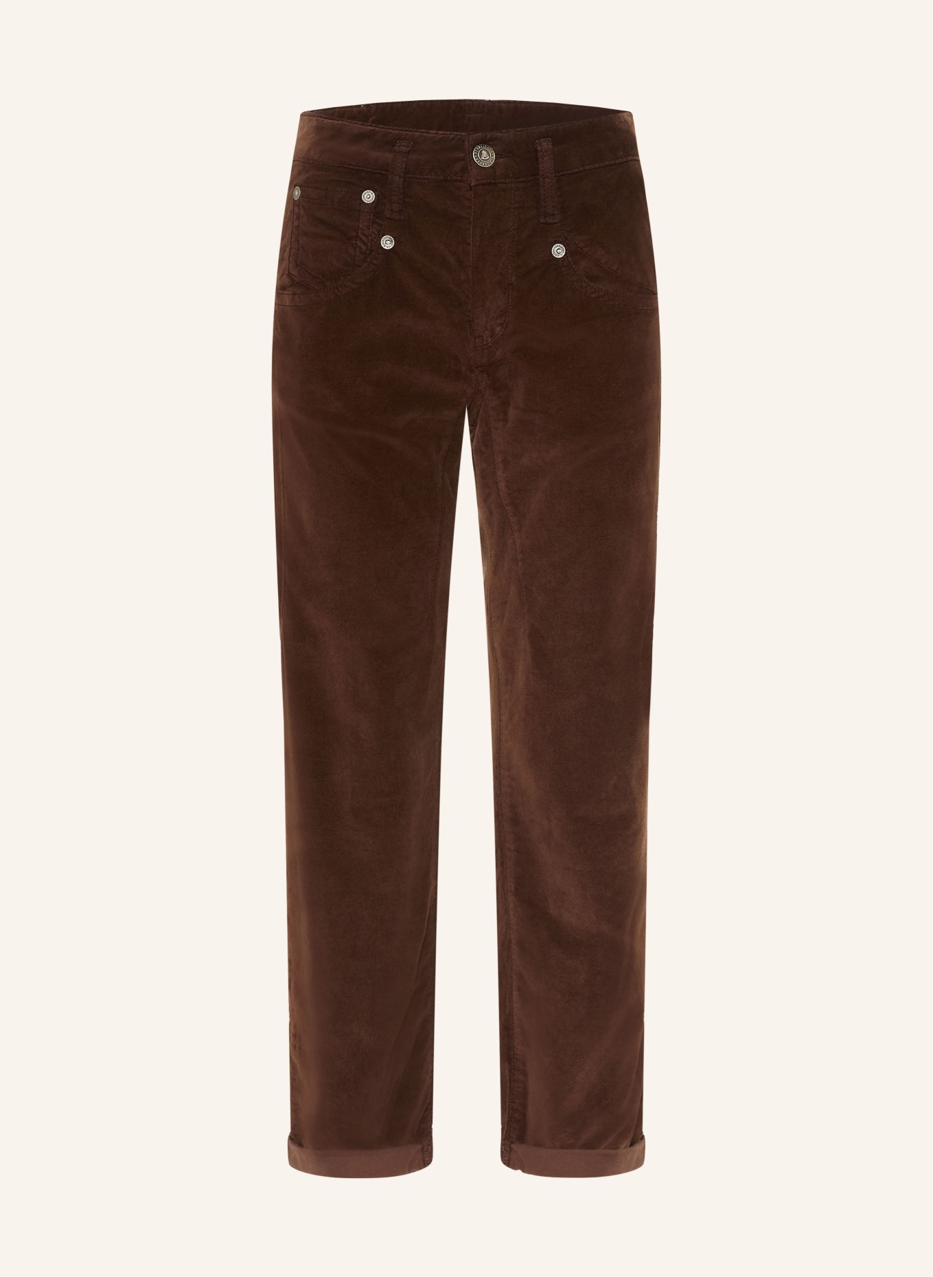 Herrlicher SHYRA 7/8-length velvet trousers: DARK BROWN