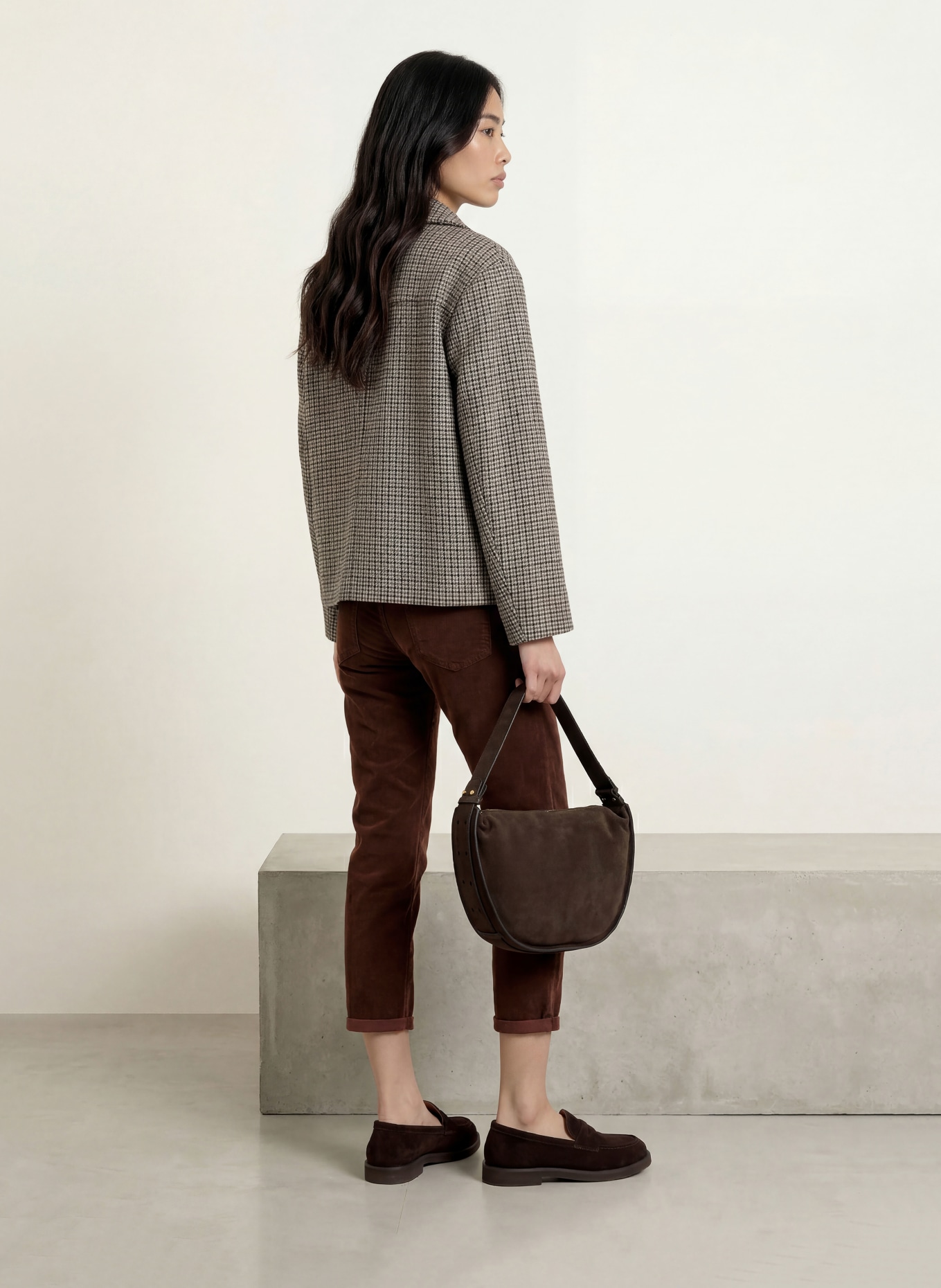 Herrlicher SHYRA 7/8-length velvet trousers: DARK BROWN