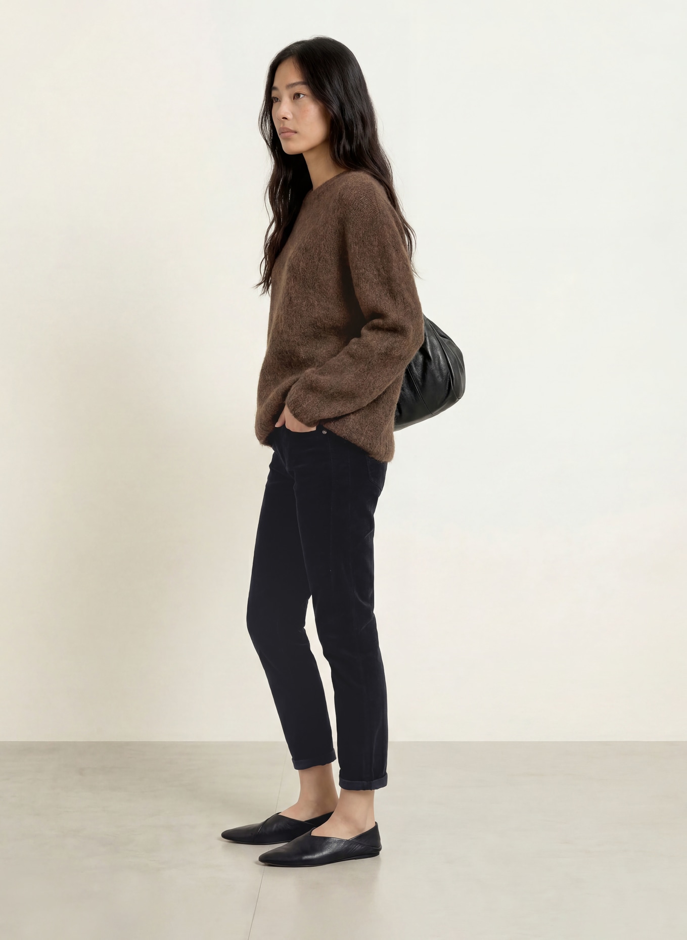 Herrlicher SHYRA 7/8-length velvet trousers: DARK BLUE