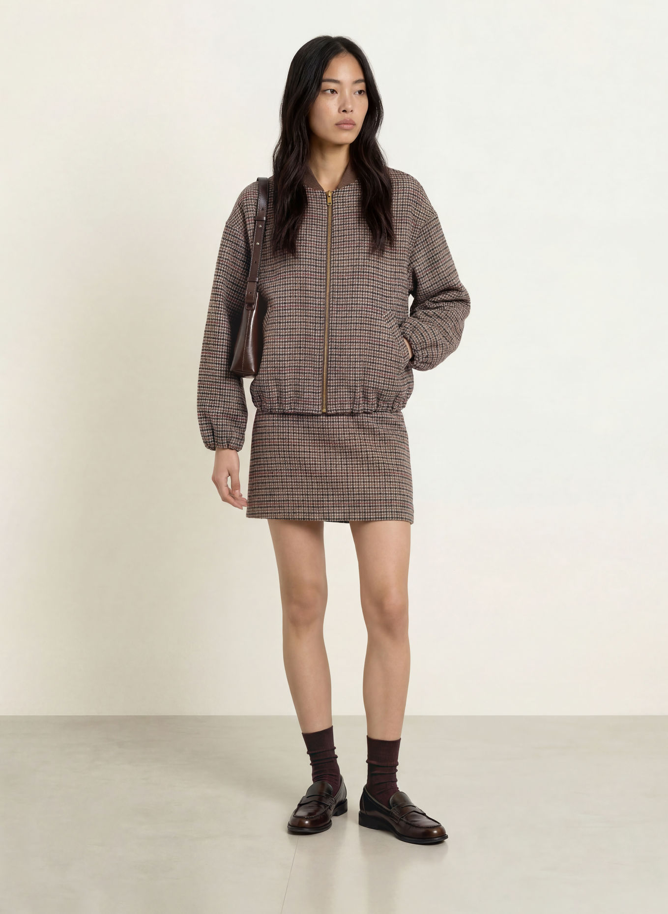 Herrlicher Blouson LIA LOTTA: BRUN / MØRKERØD / SORT