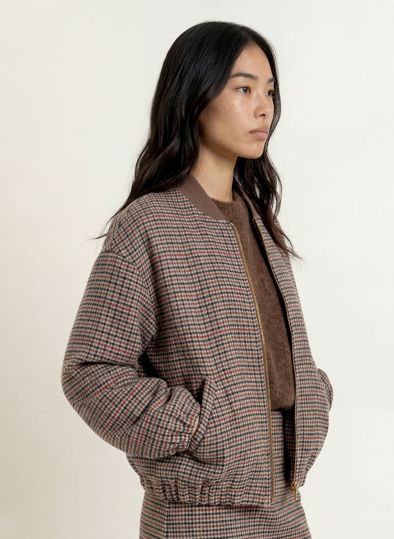Herrlicher Blouson LIA LOTTA: BRUN / MØRKERØD / SORT