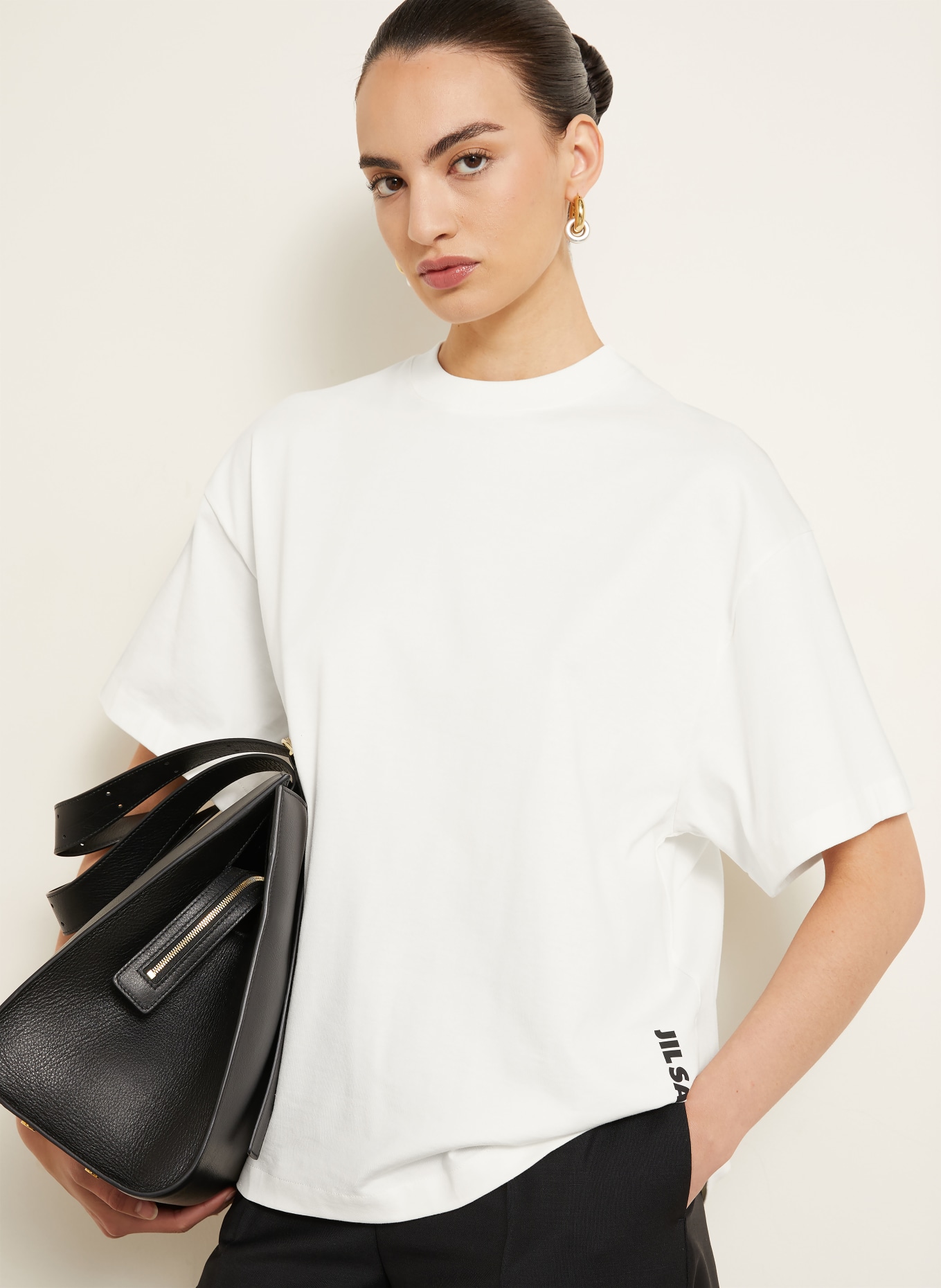 JIL SANDER T-shirt: BLANC / NOIR