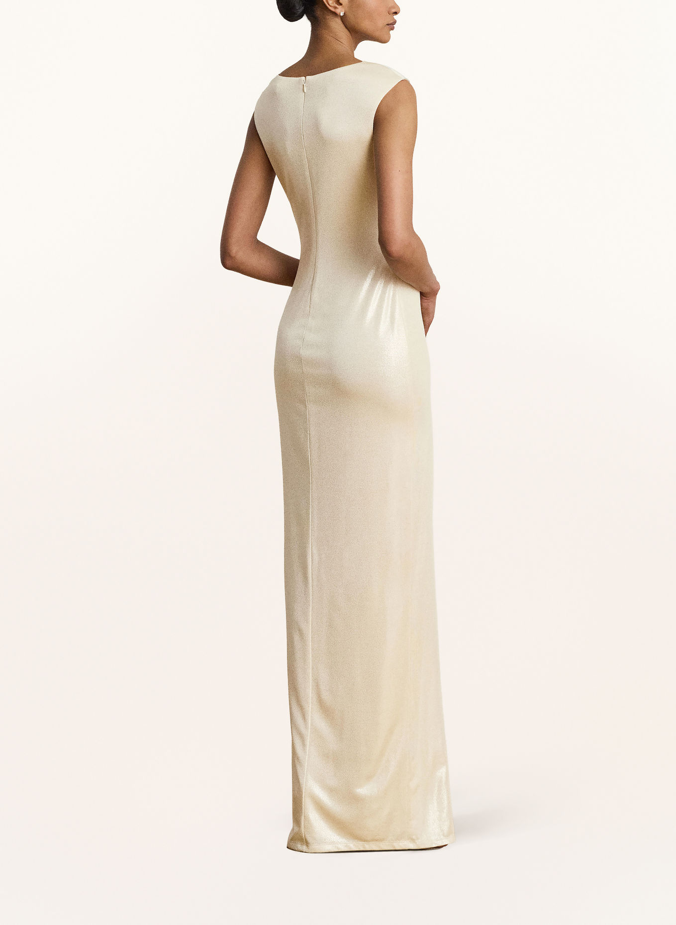 LAUREN RALPH LAUREN Abendkleid aus Jersey: BEIGE / SILBER