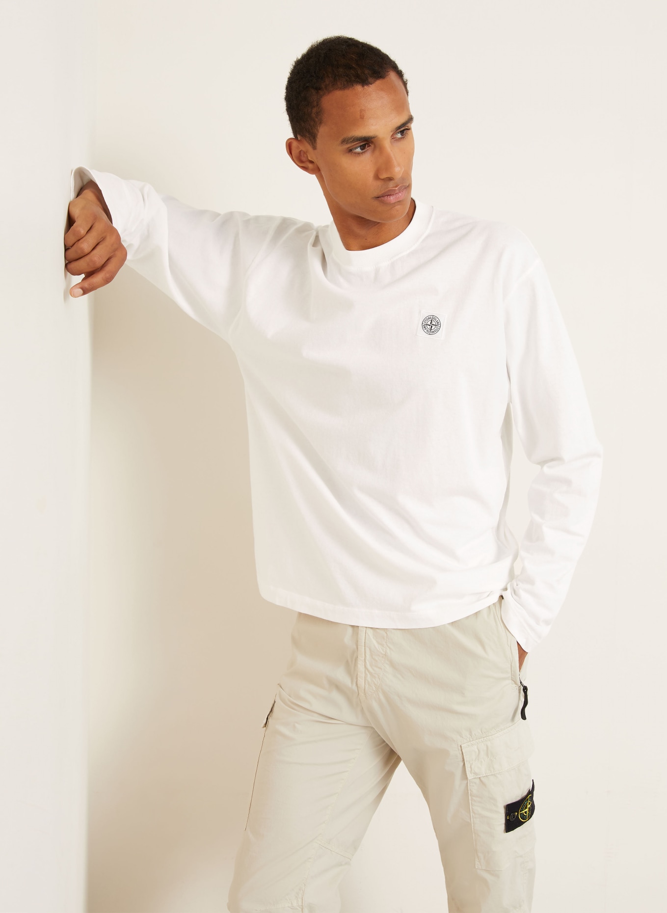 STONE ISLAND Koszulka z długim rękawem: BIAŁY