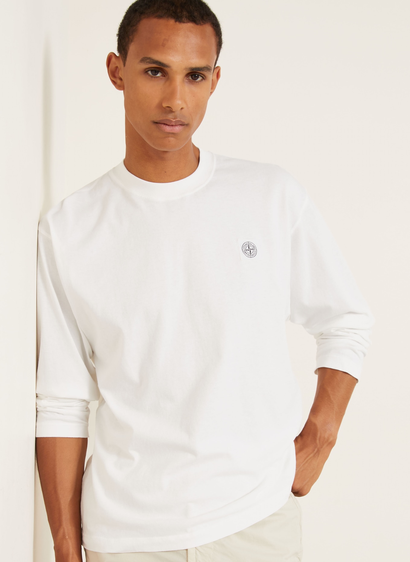 STONE ISLAND Koszulka z długim rękawem: BIAŁY