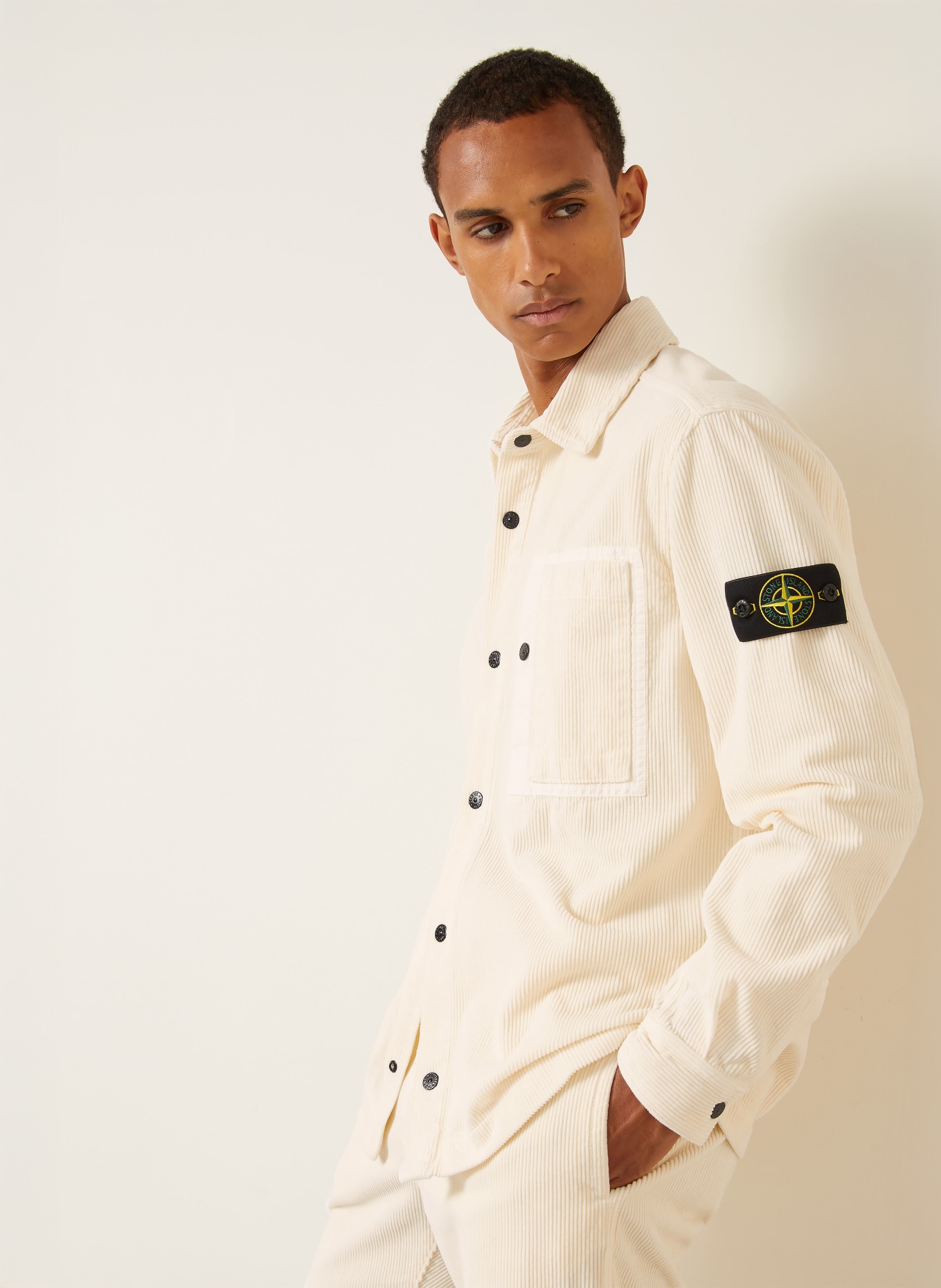 STONE ISLAND Corduroy Shirt, Comfort Fit: CREAM