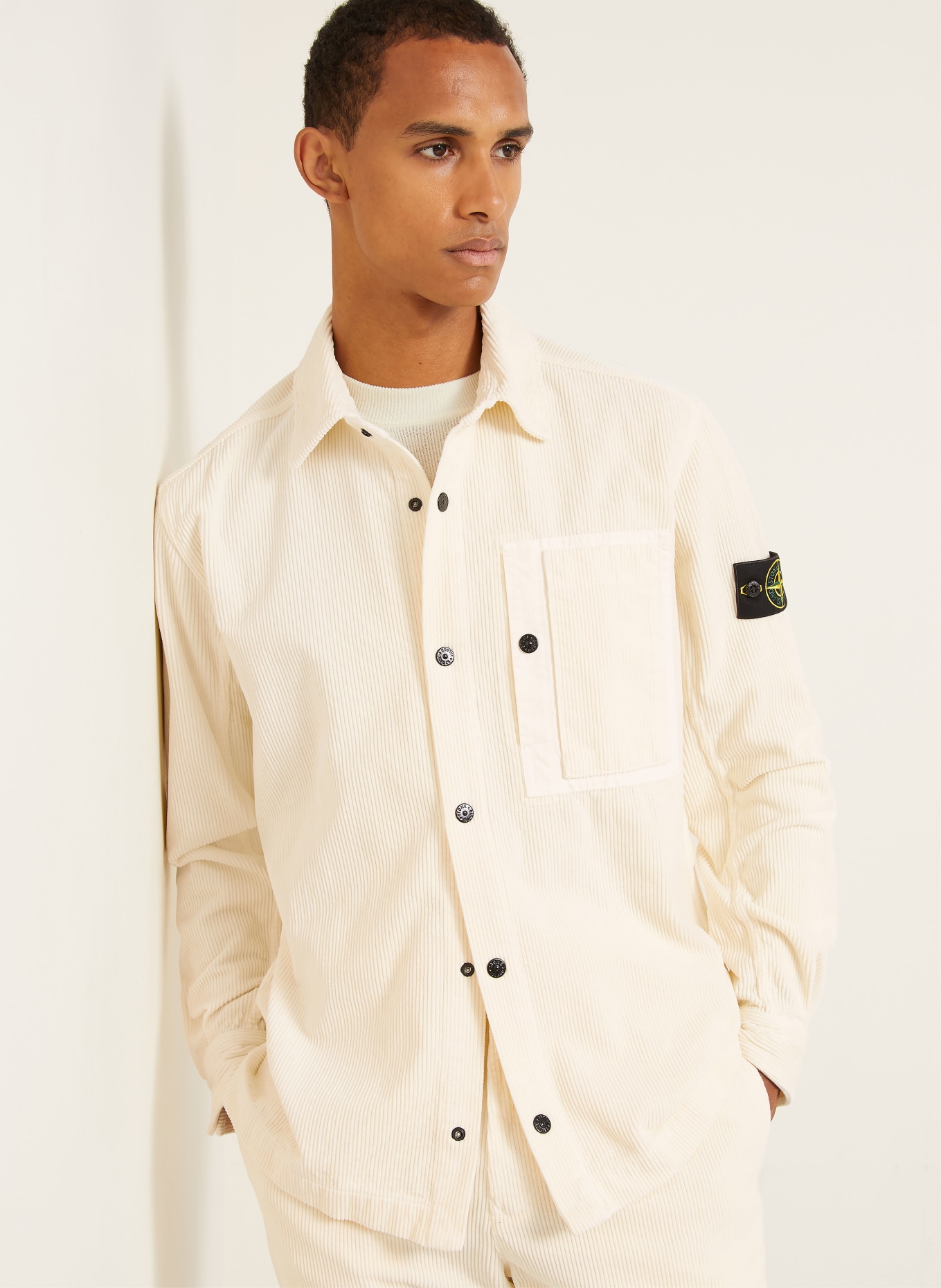 STONE ISLAND Corduroy Shirt, Comfort Fit: CREAM