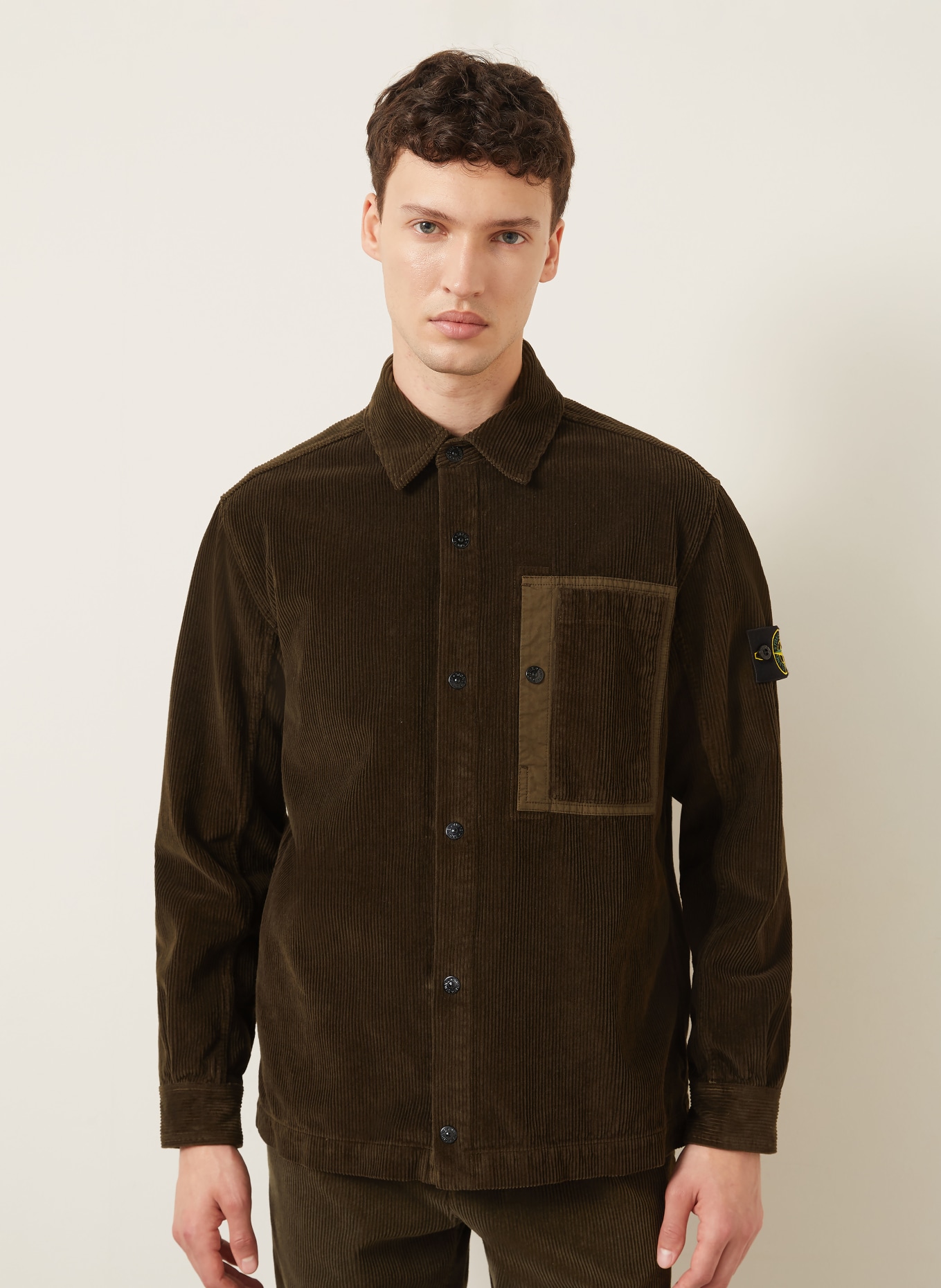 STONE ISLAND Corduroy Shirt, Comfort Fit: DARK BROWN