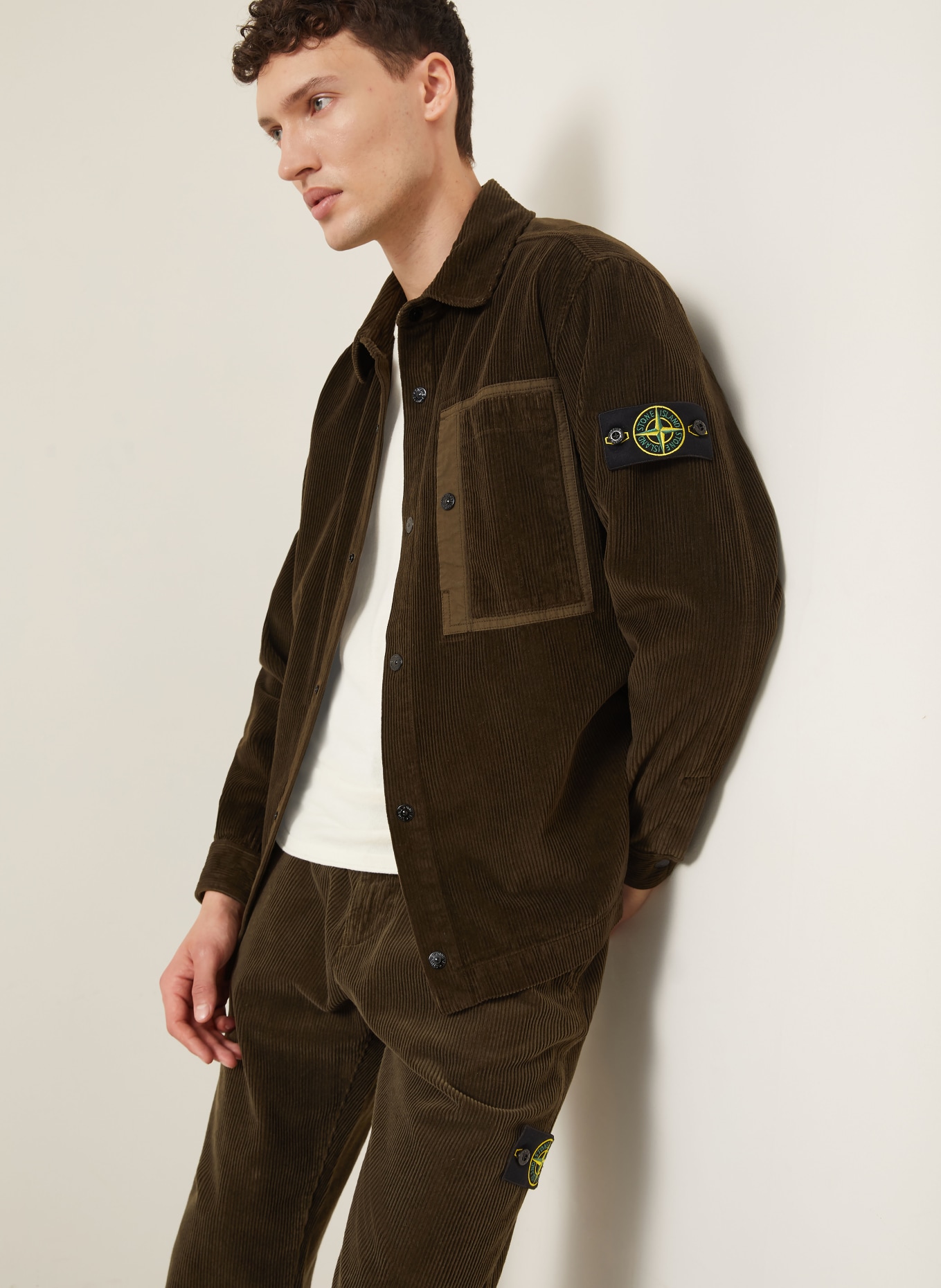 STONE ISLAND Corduroy Shirt, Comfort Fit: DARK BROWN
