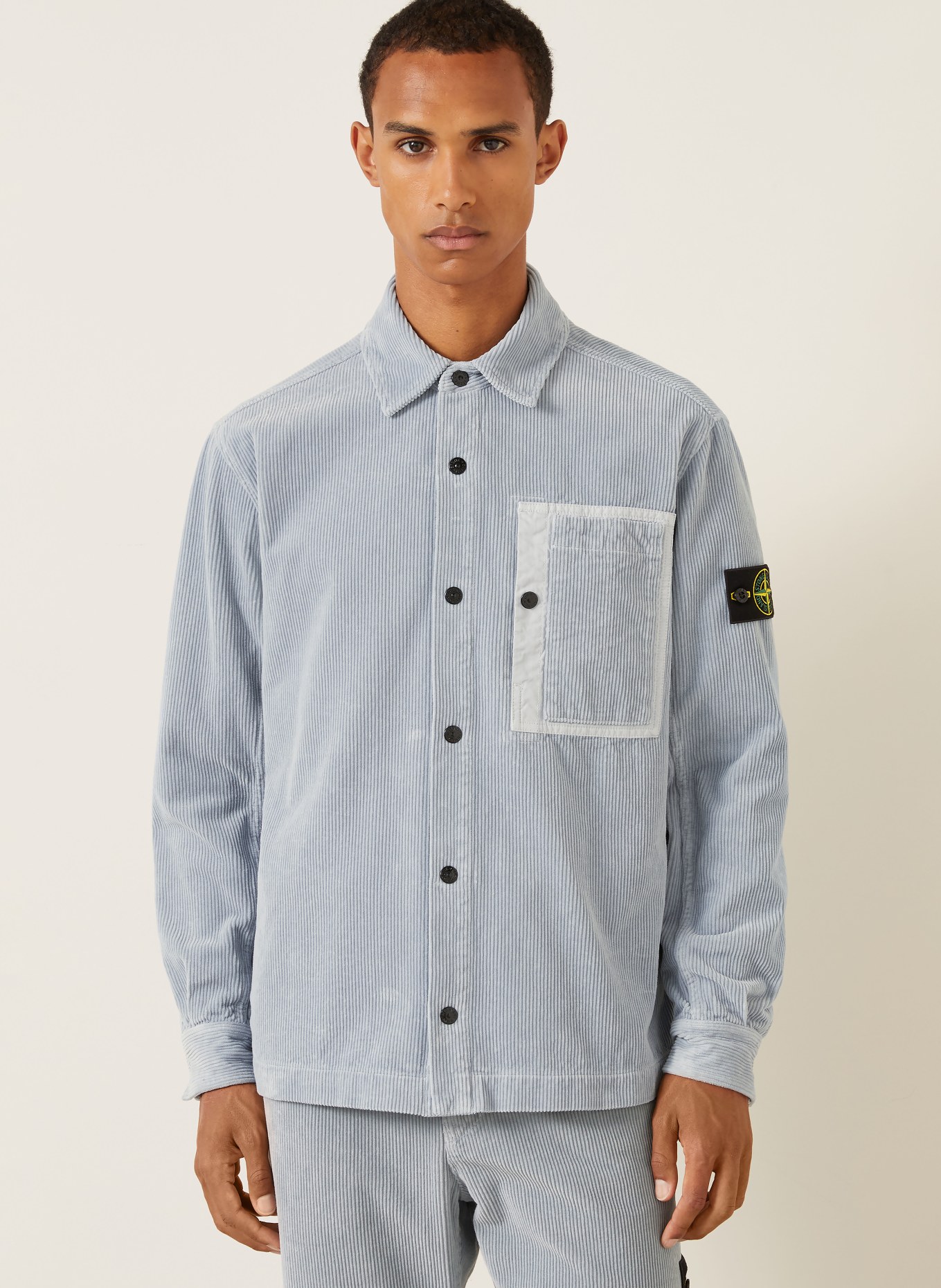 STONE ISLAND Kordová košile Comfort Fit: TMAVĚ MODRÁ