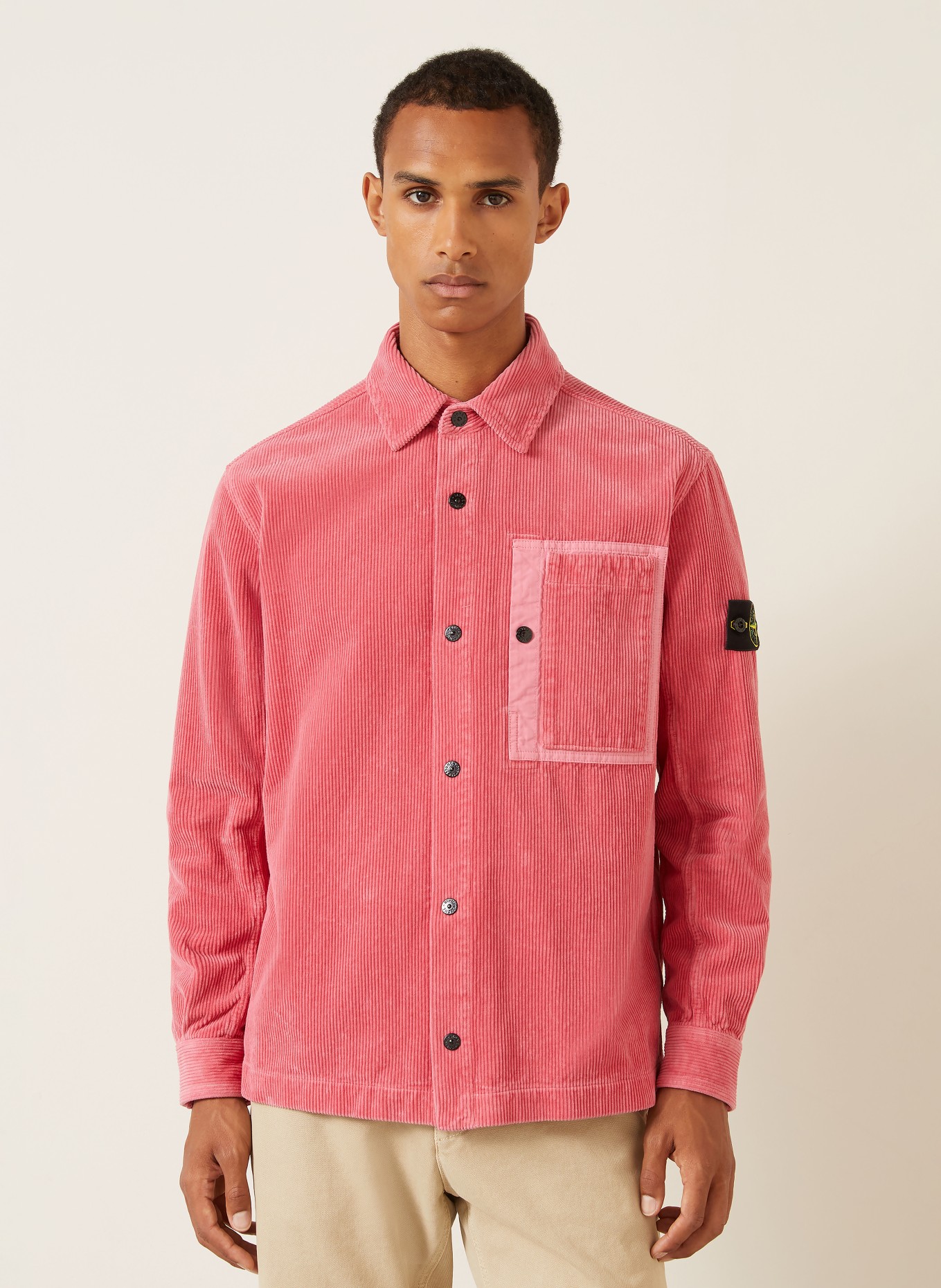 STONE ISLAND Kordová košile Comfort Fit: SVĚTLE ČERVENÁ