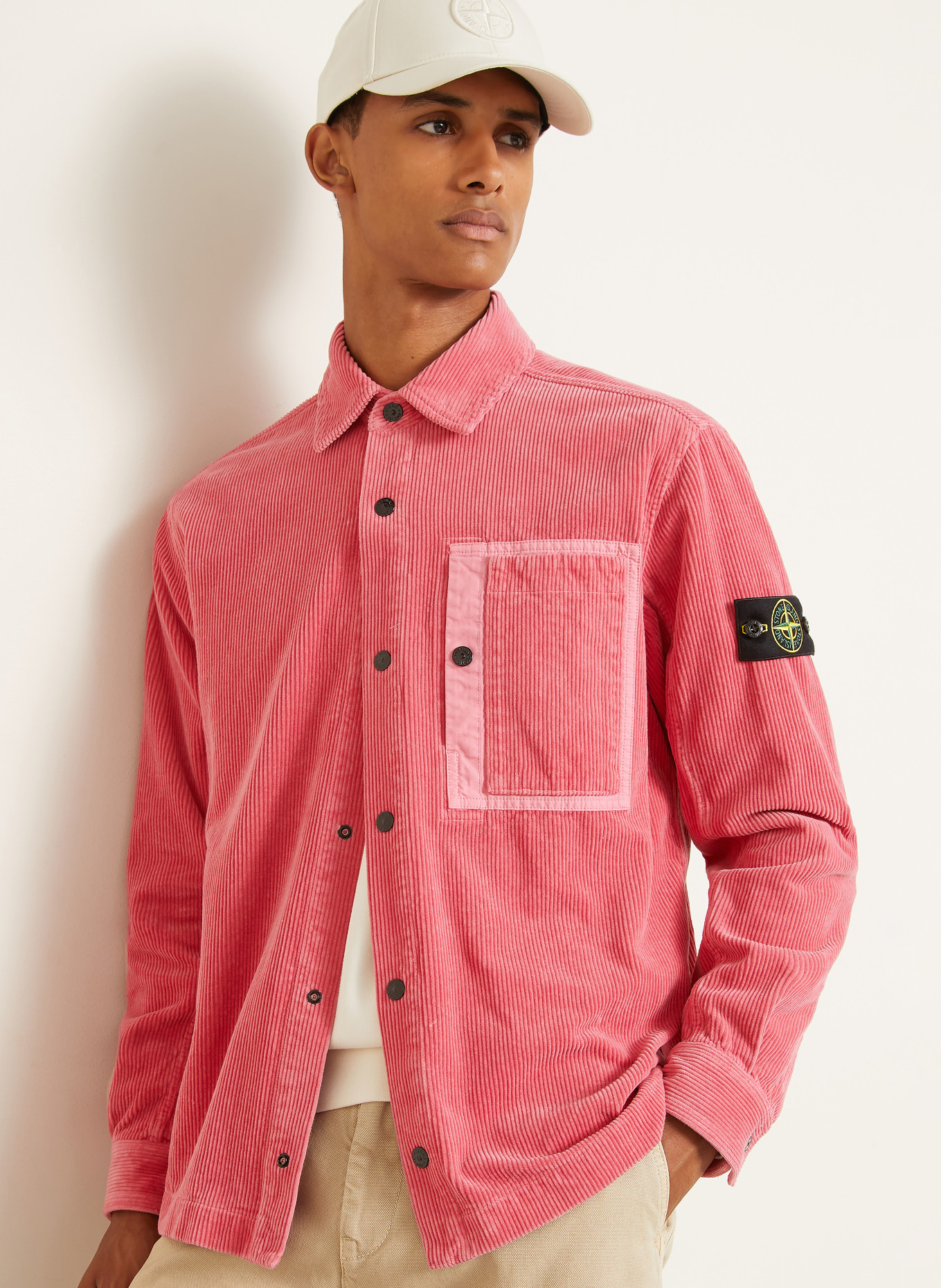 STONE ISLAND Kordová košile Comfort Fit: SVĚTLE ČERVENÁ