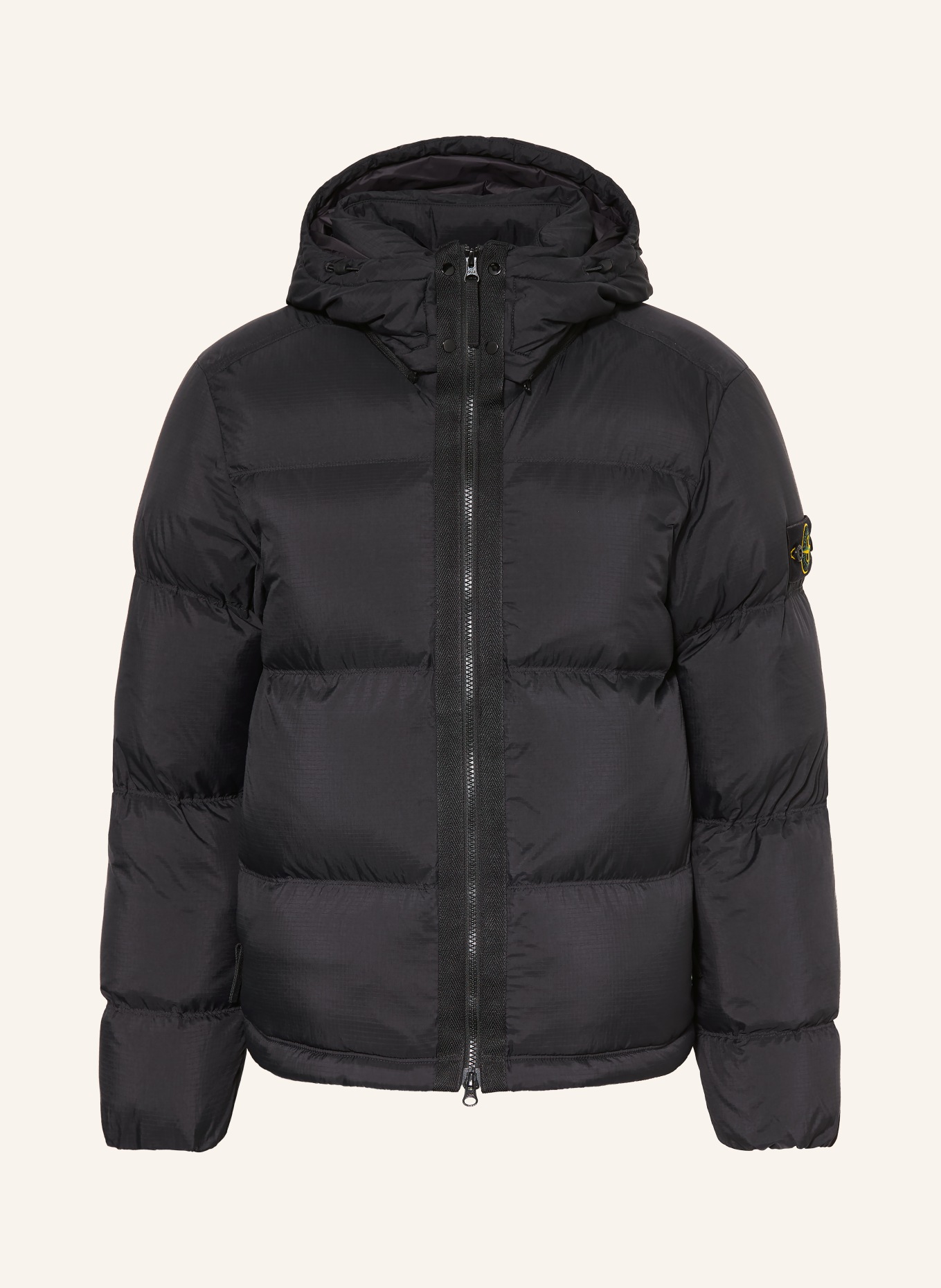 STONE ISLAND Daunenjacke mit abnehmbarer Kapuze: SCHWARZ