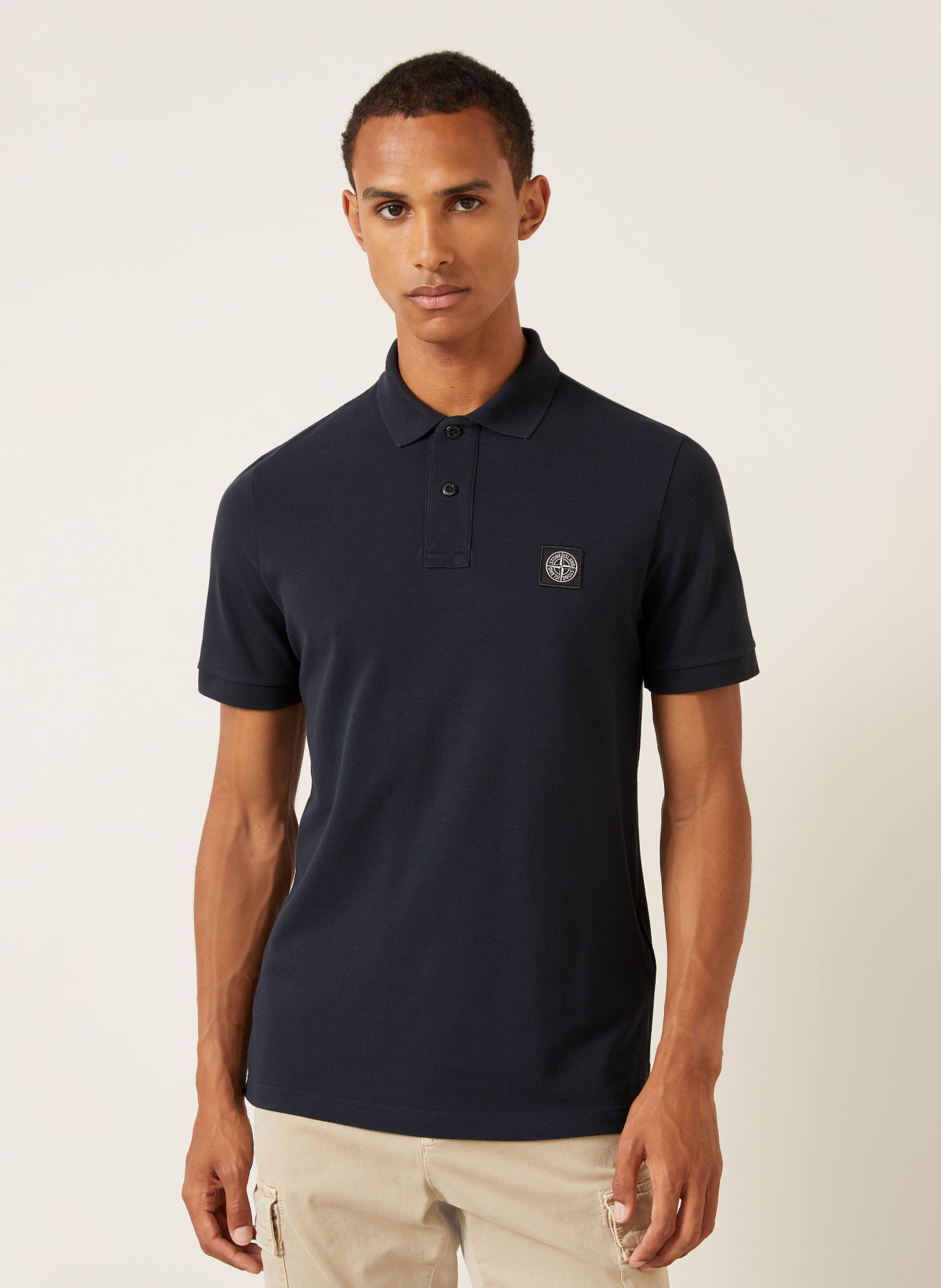 STONE ISLAND Koszulka polo Piqué, krój slim fit: GRANATOWY