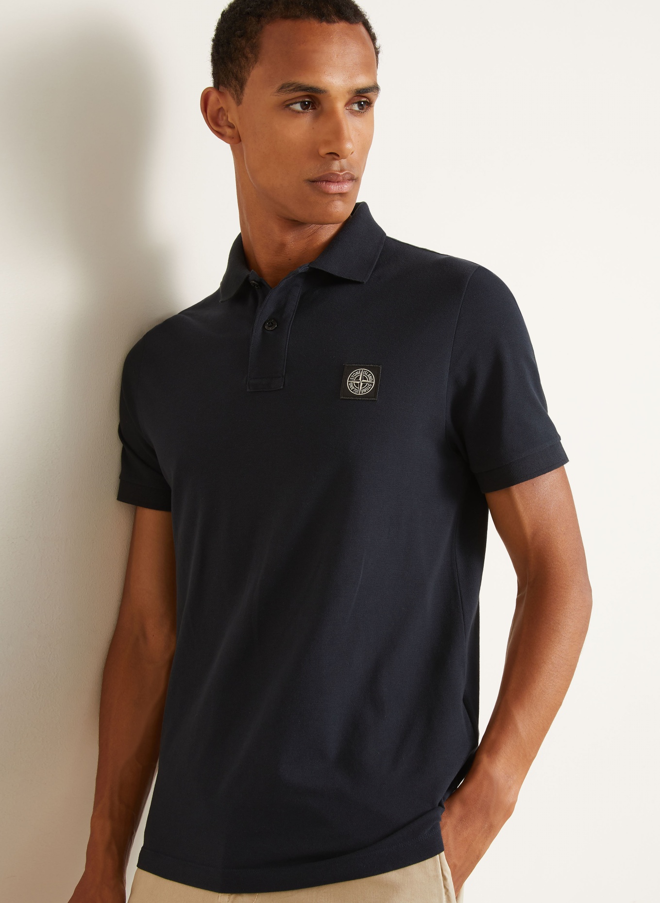 STONE ISLAND Koszulka polo Piqué, krój slim fit: GRANATOWY