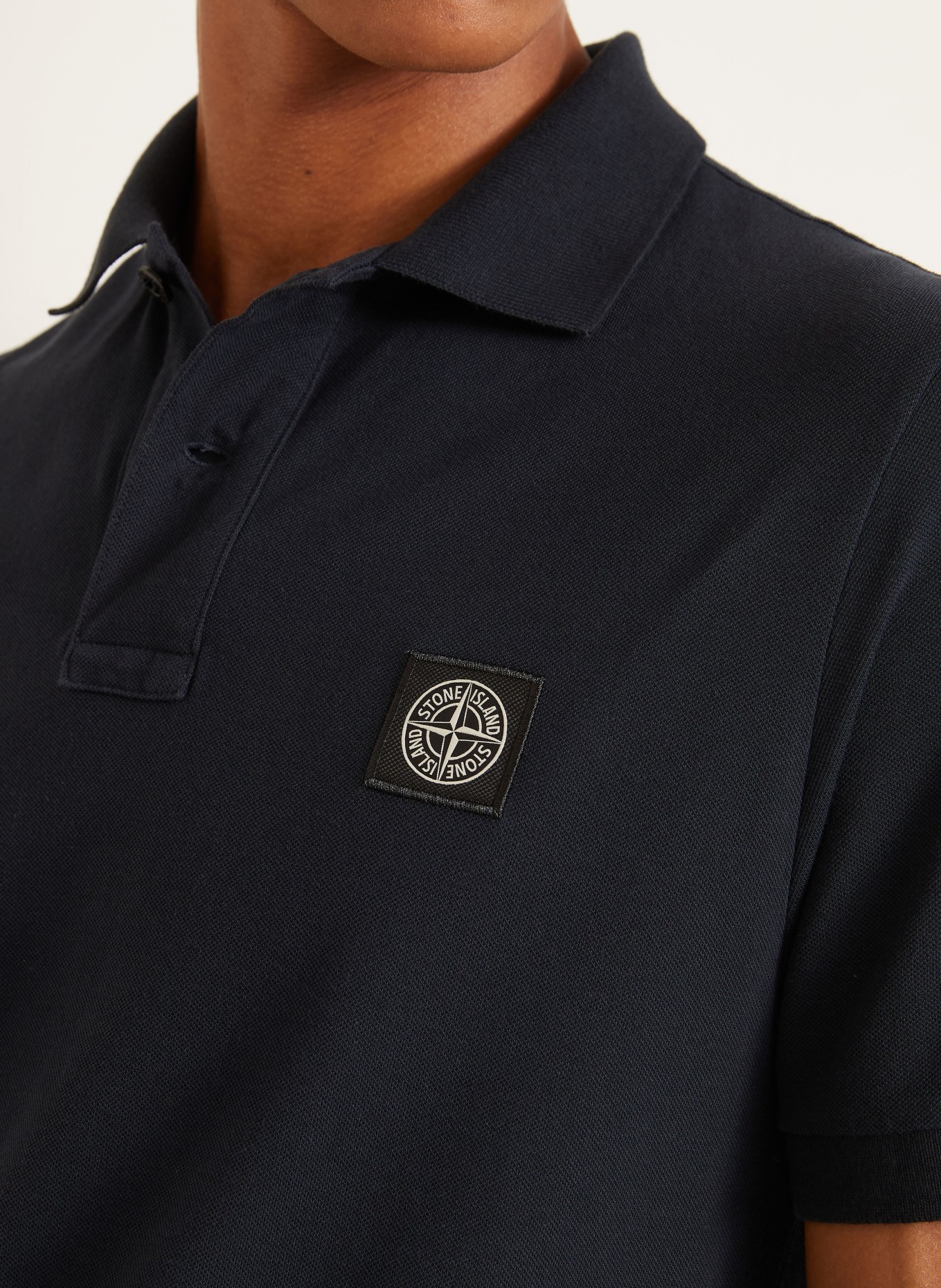 STONE ISLAND Koszulka polo Piqué, krój slim fit: GRANATOWY