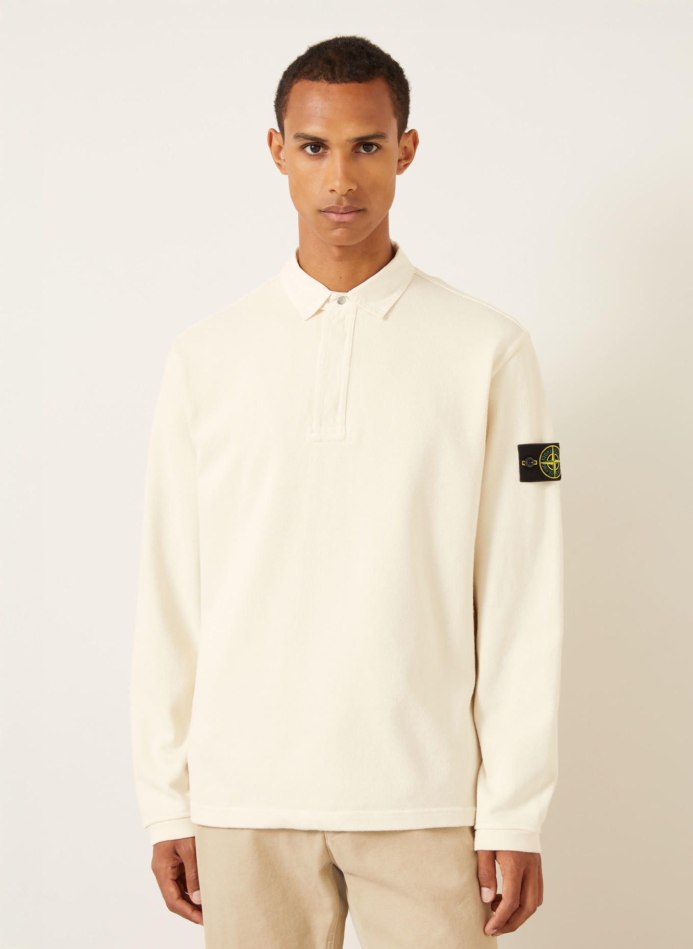 STONE ISLAND Jersey-Poloshirt: CREME