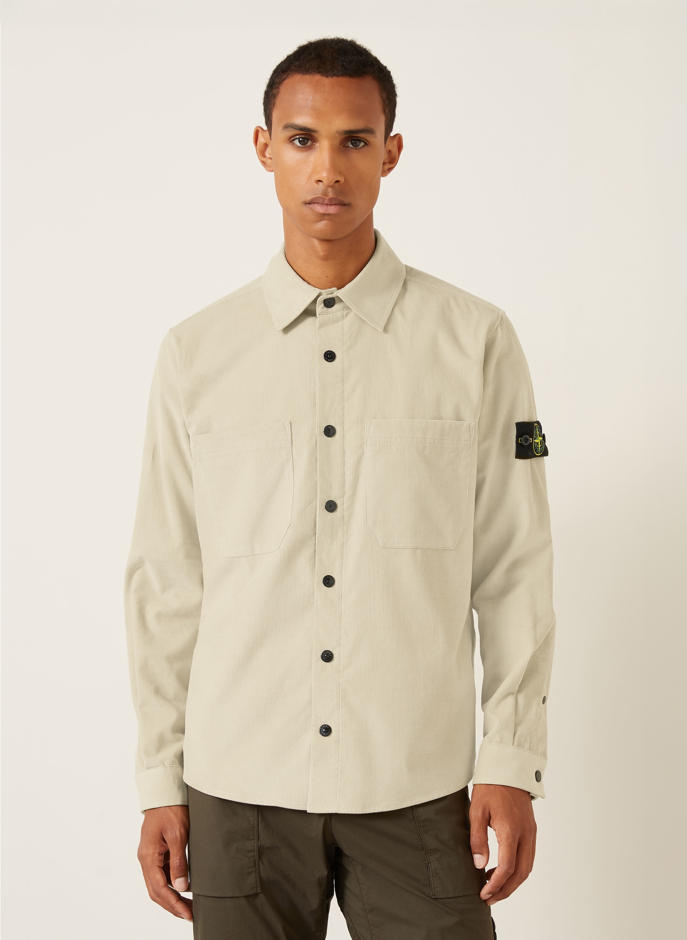 STONE ISLAND Kordová košile Comfort Fit: BÉŽOVÁ