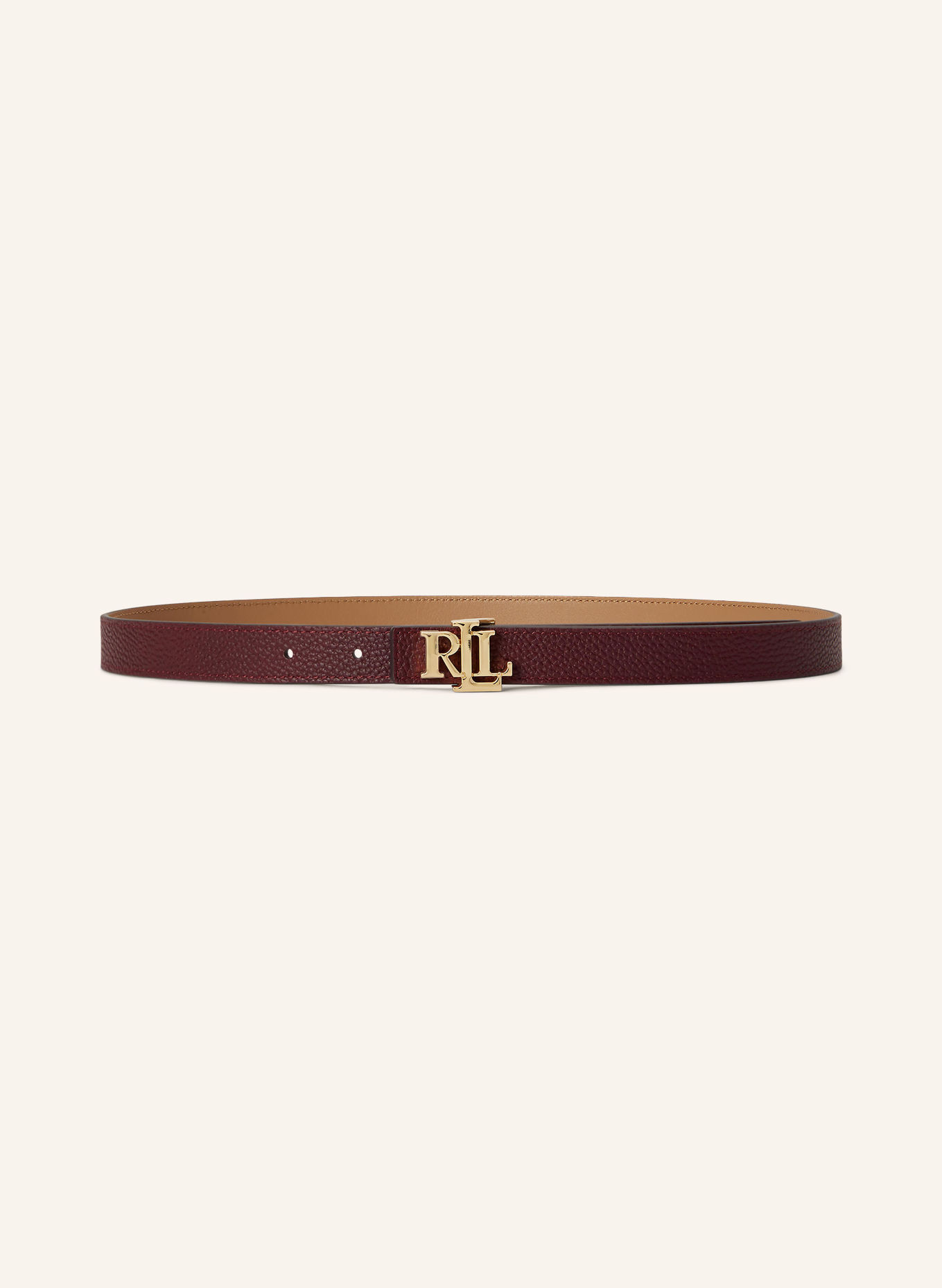 LAUREN RALPH LAUREN Ledergürtel zum Wenden: DUNKELROT / GOLD