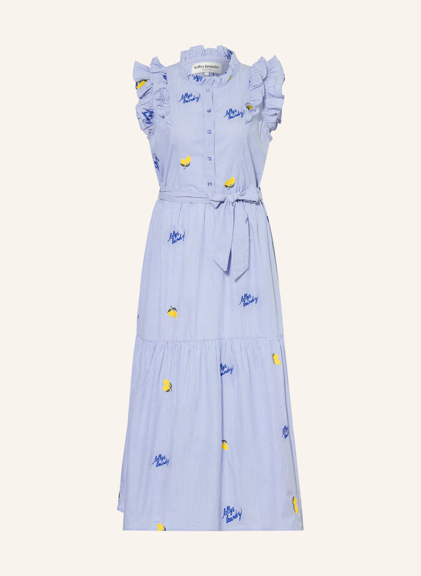 lollys laundry Kleid HARRIETLL mit Rüschen: BLAU / GELB / GRÜN