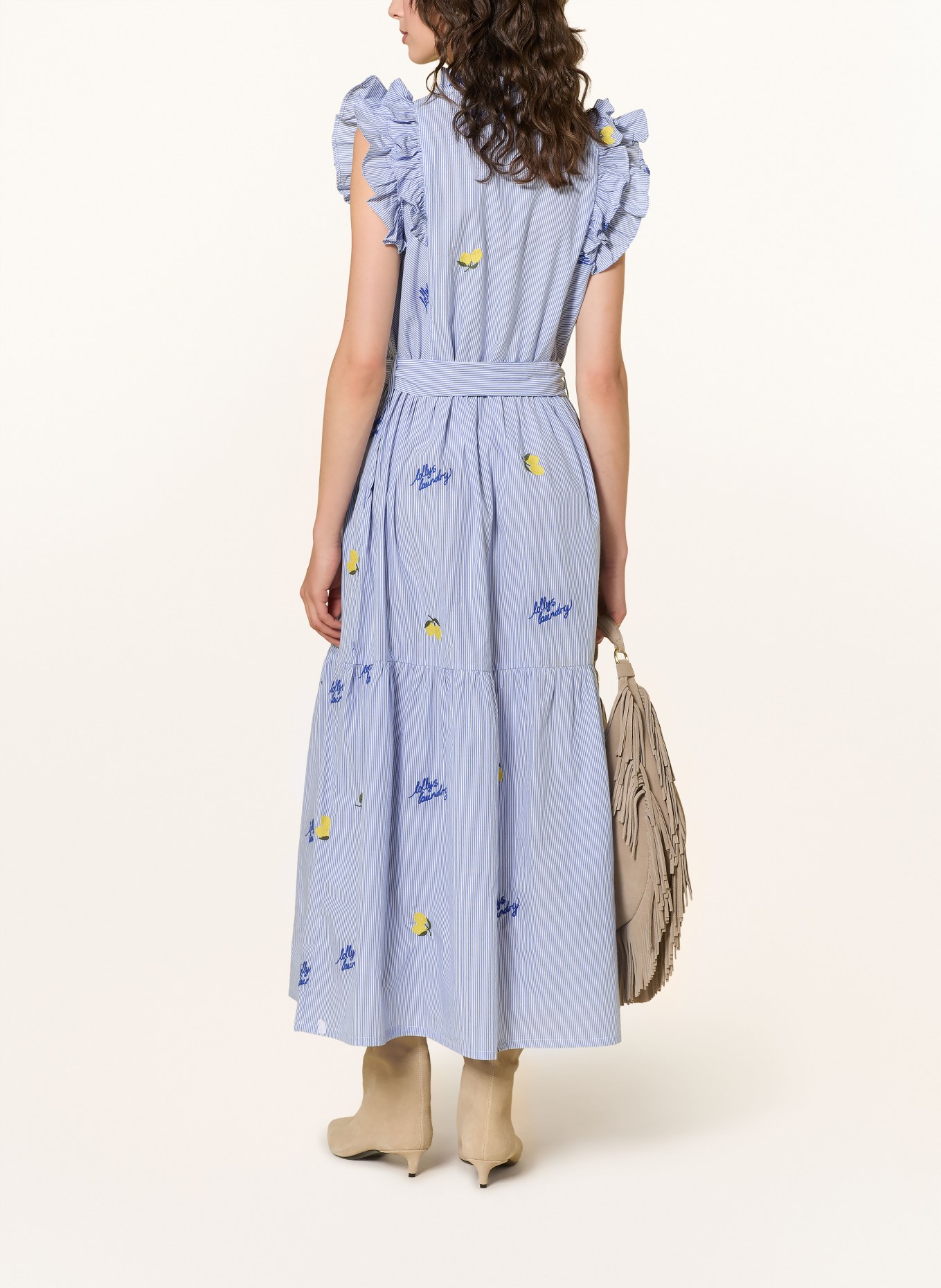 lollys laundry Kleid HARRIETLL mit Rüschen: BLAU / GELB / GRÜN