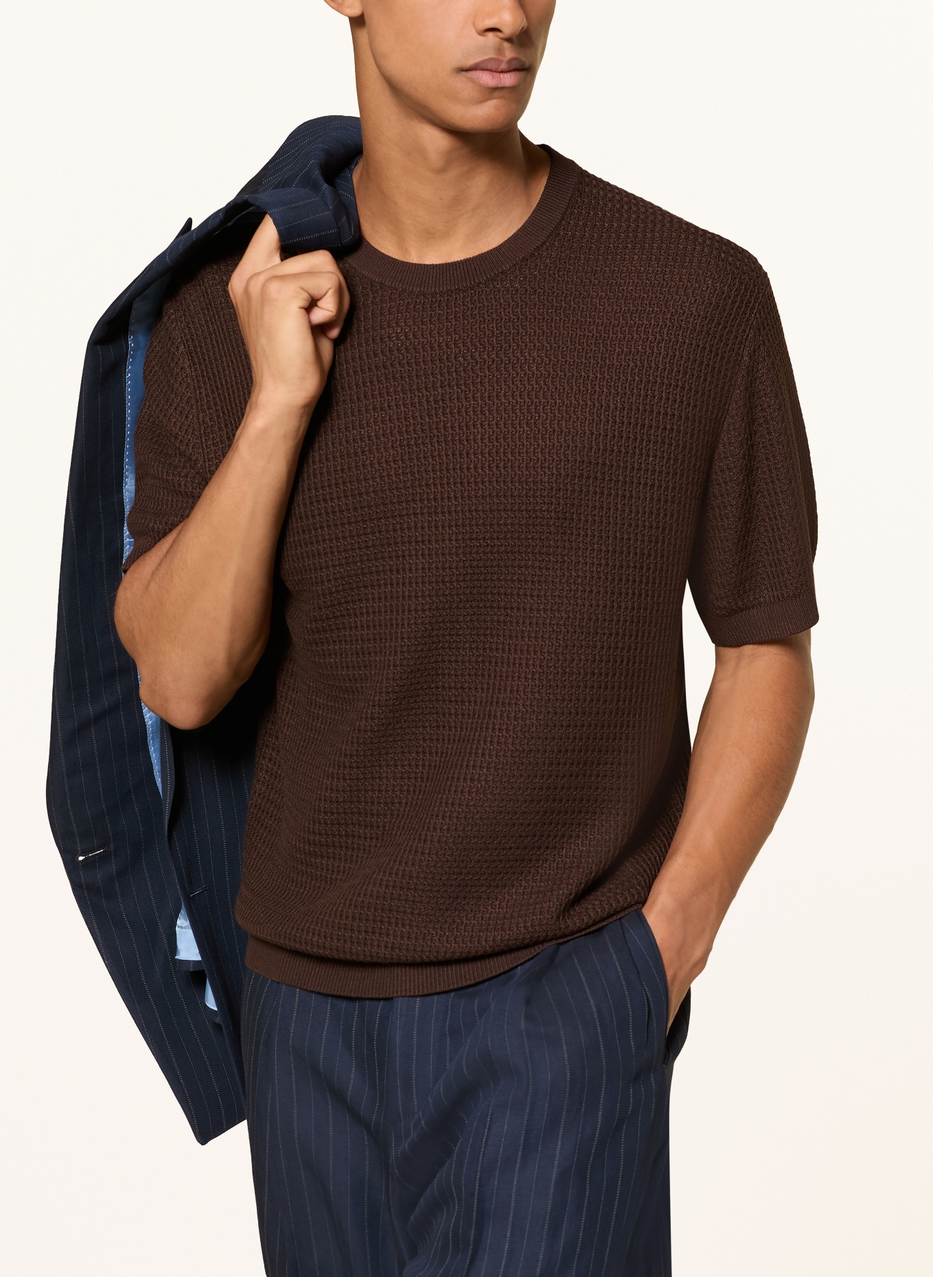 STRELLSON VADIM Knit Shirt: DARK BROWN