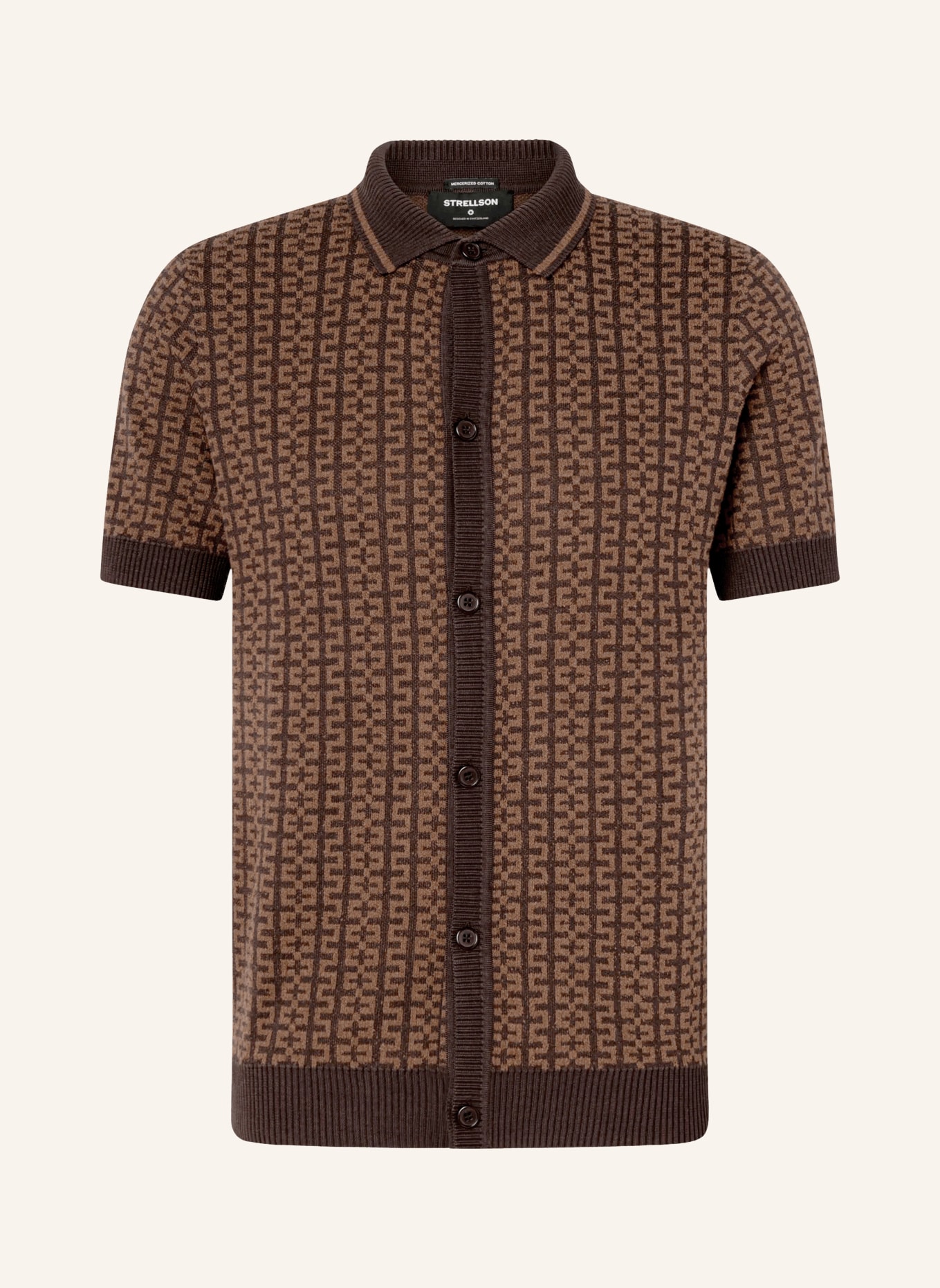 STRELLSON Chemise en maille ANDRO coupe extra slim: MARRON / MARRON FONCÉ