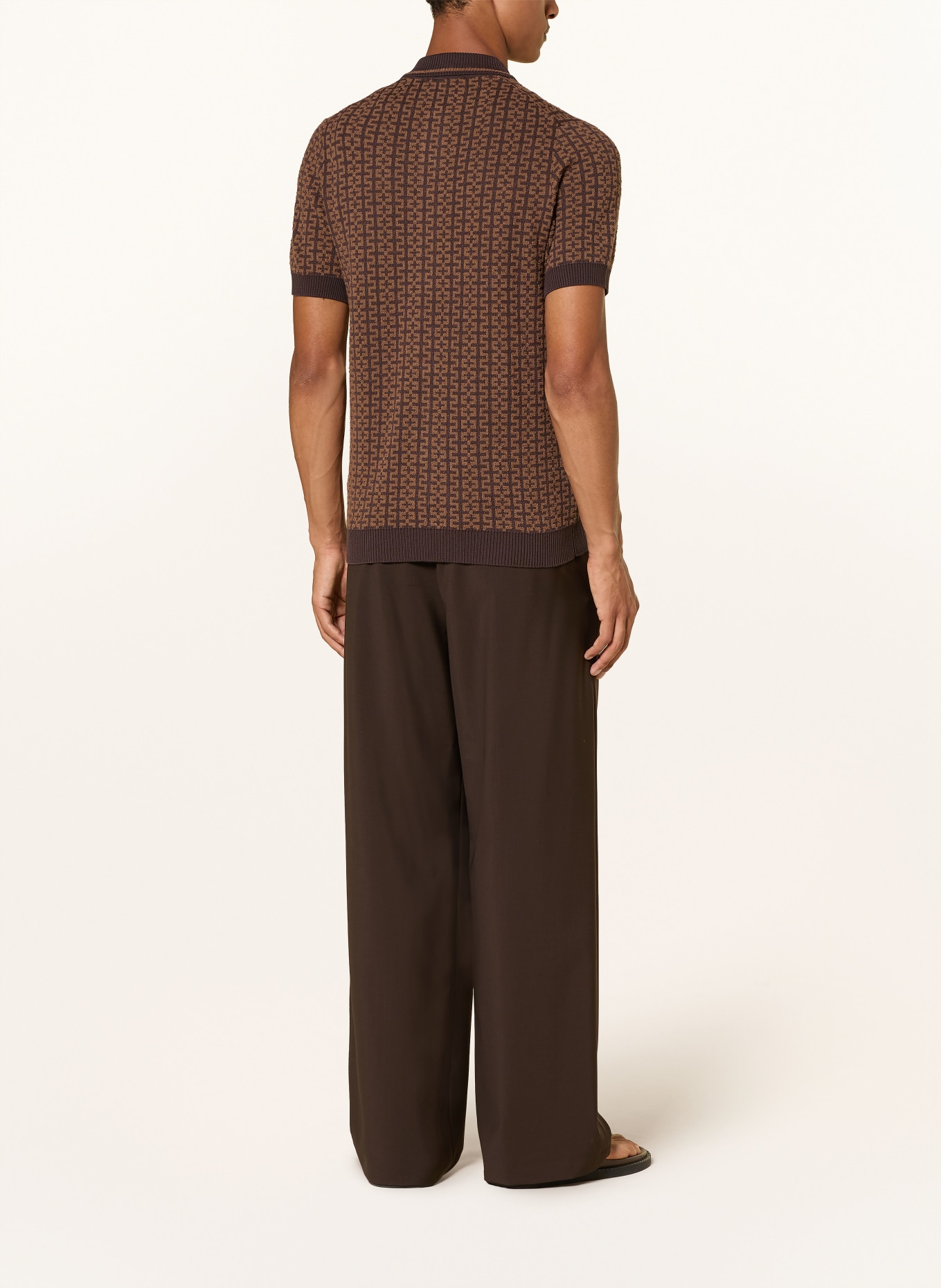 STRELLSON Chemise en maille ANDRO coupe extra slim: MARRON / MARRON FONCÉ