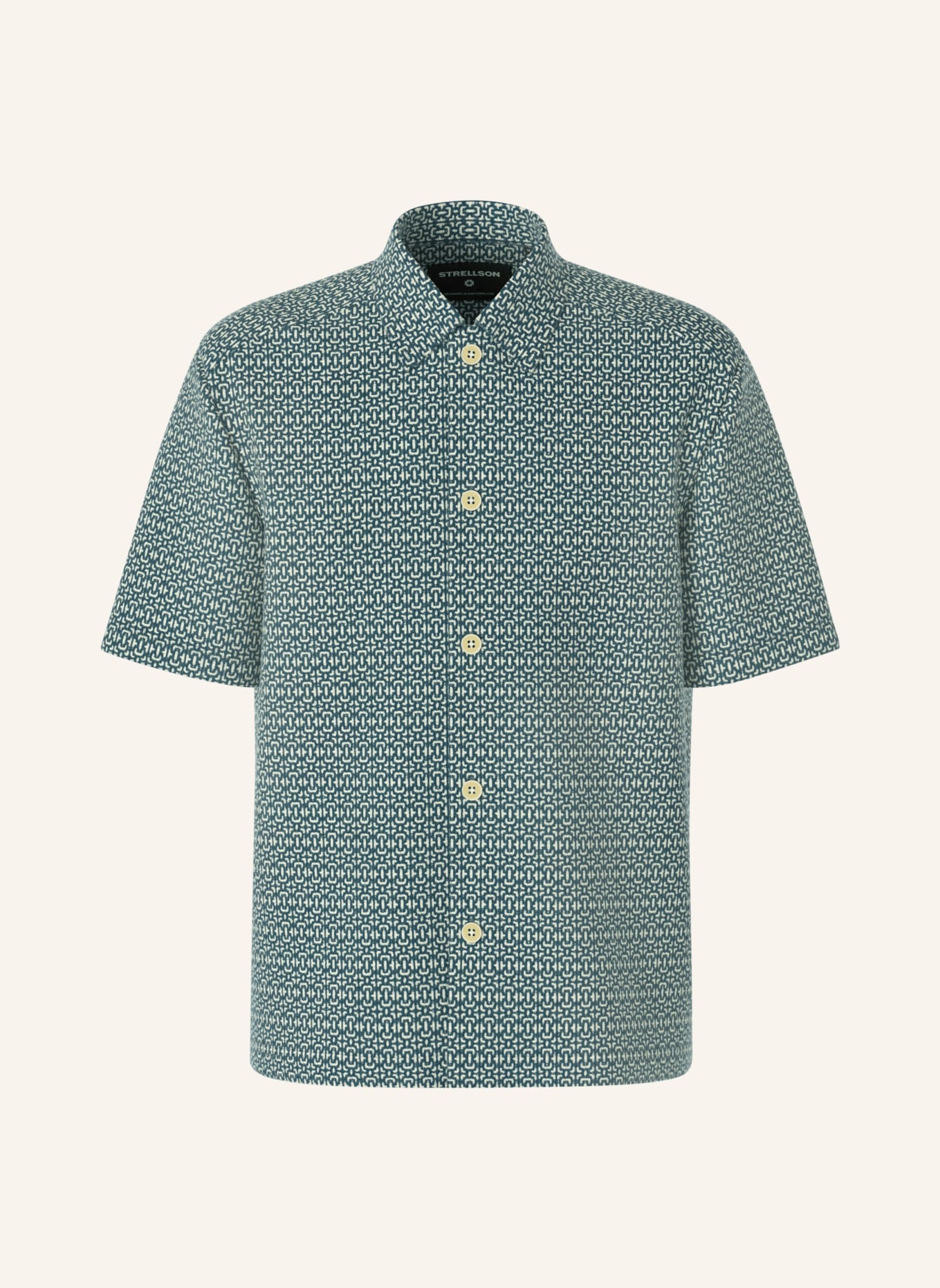 STRELLSON NAVI Comfort Fit Short-sleeve shirt: TEAL / ECRU