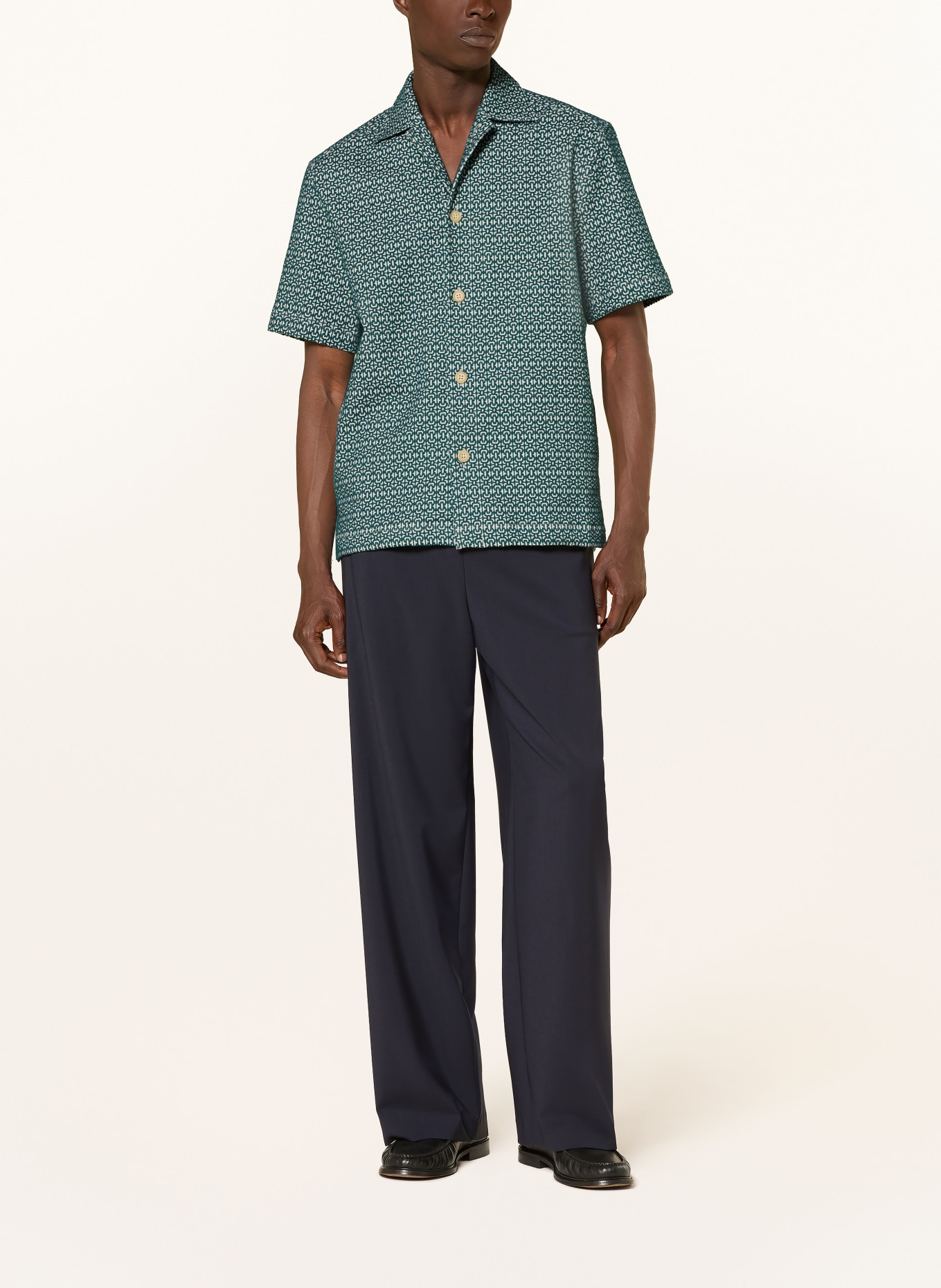 STRELLSON NAVI Comfort Fit Short-sleeve shirt: TEAL / ECRU