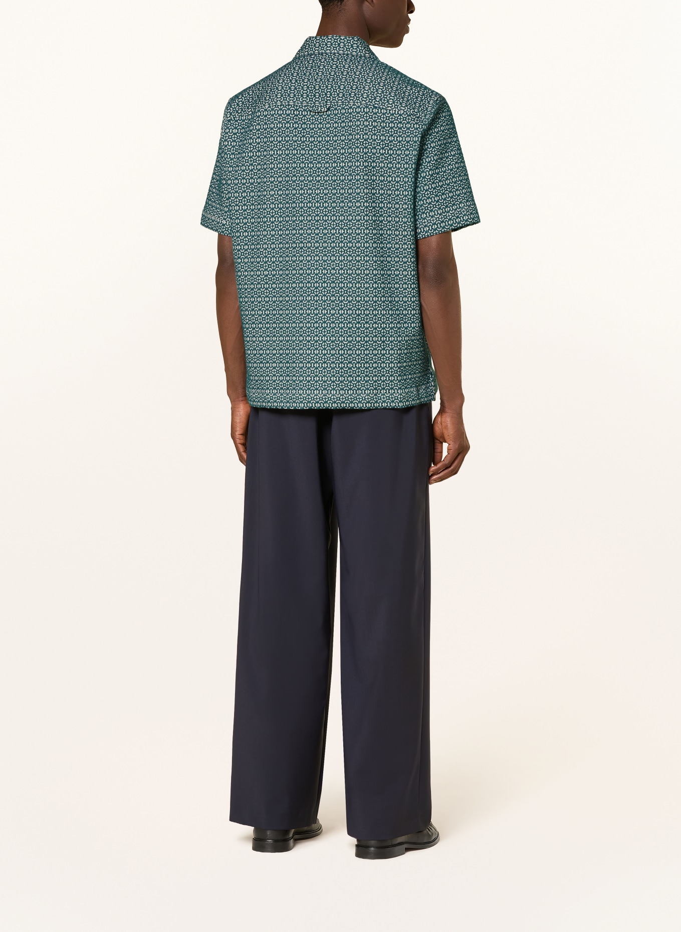 STRELLSON NAVI Comfort Fit Short-sleeve shirt: TEAL / ECRU