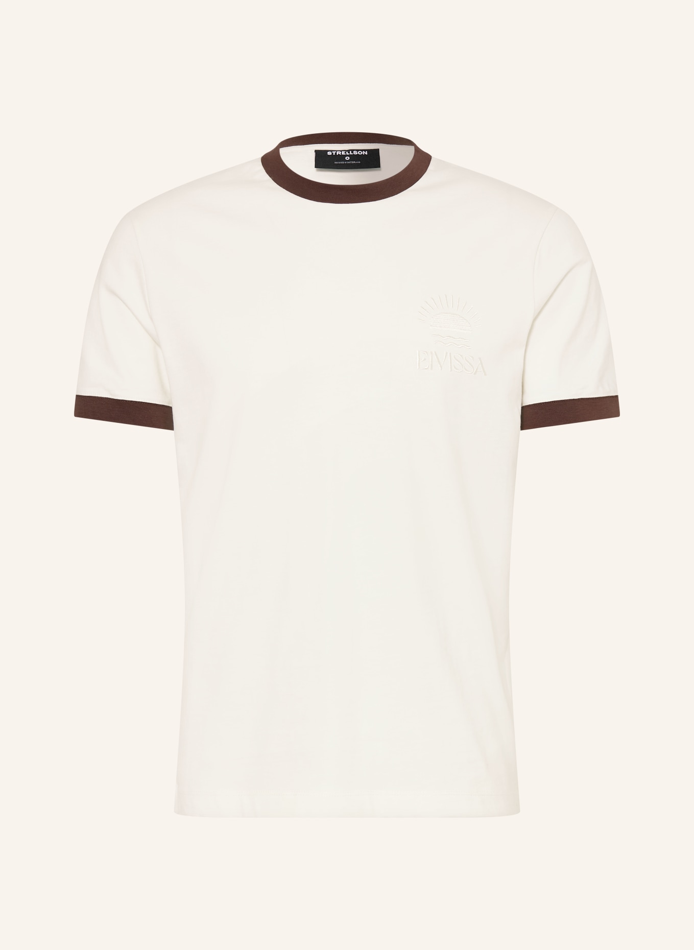 STRELLSON T-Shirt LOVRO: CREME / DUNKELBRAUN