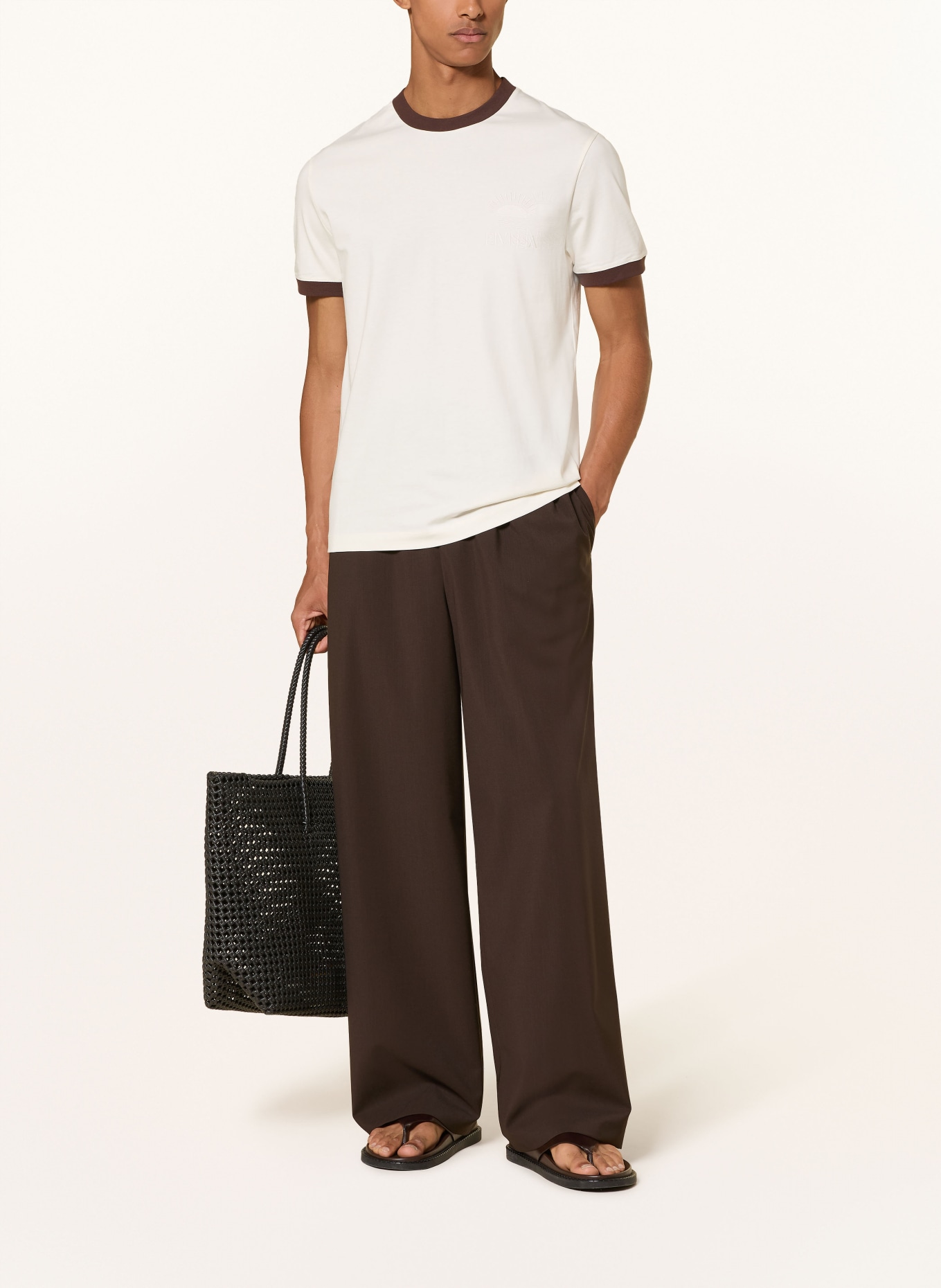 STRELLSON T-Shirt LOVRO: CREME / DUNKELBRAUN