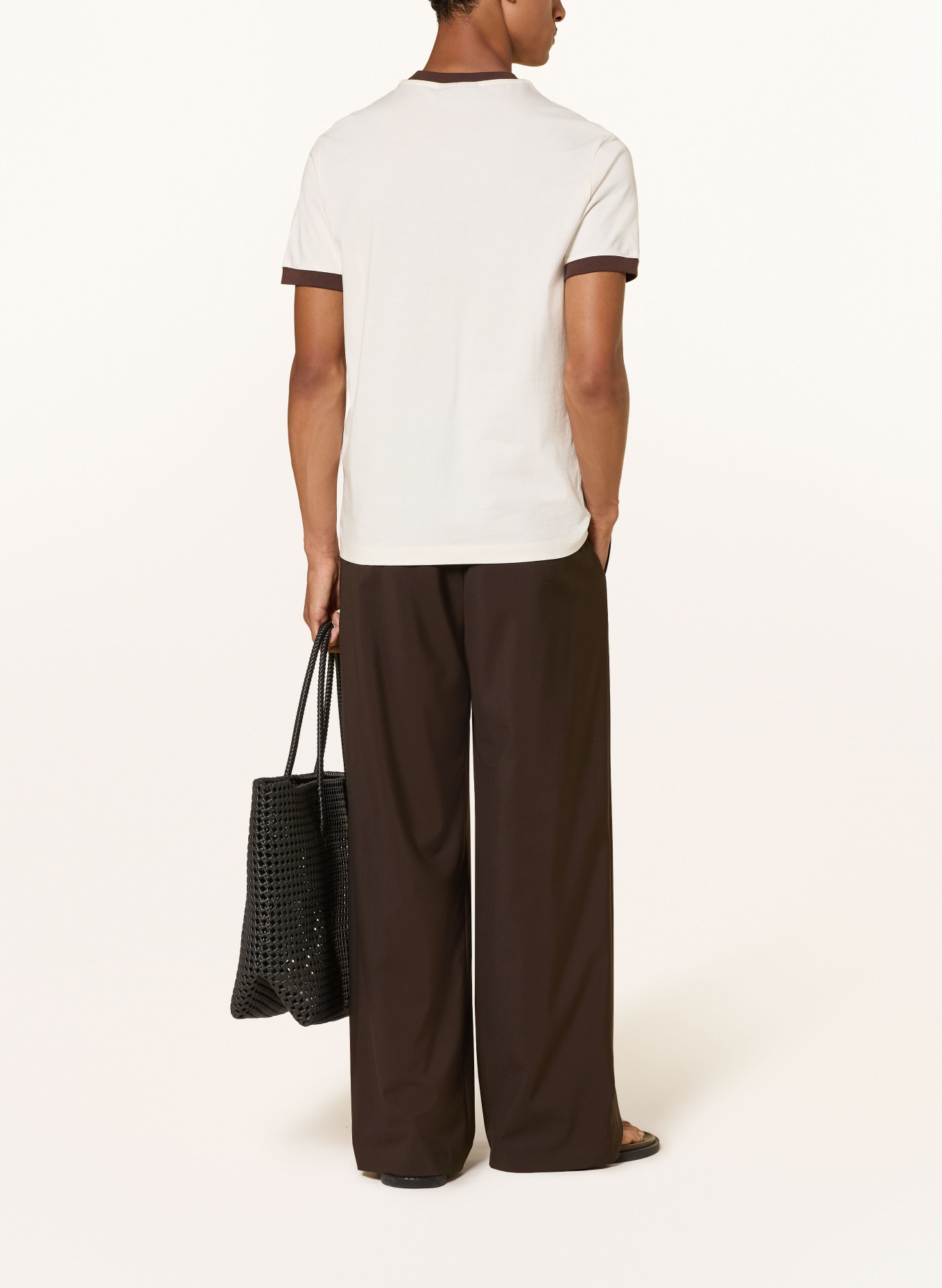 STRELLSON T-Shirt LOVRO: CREME / DUNKELBRAUN