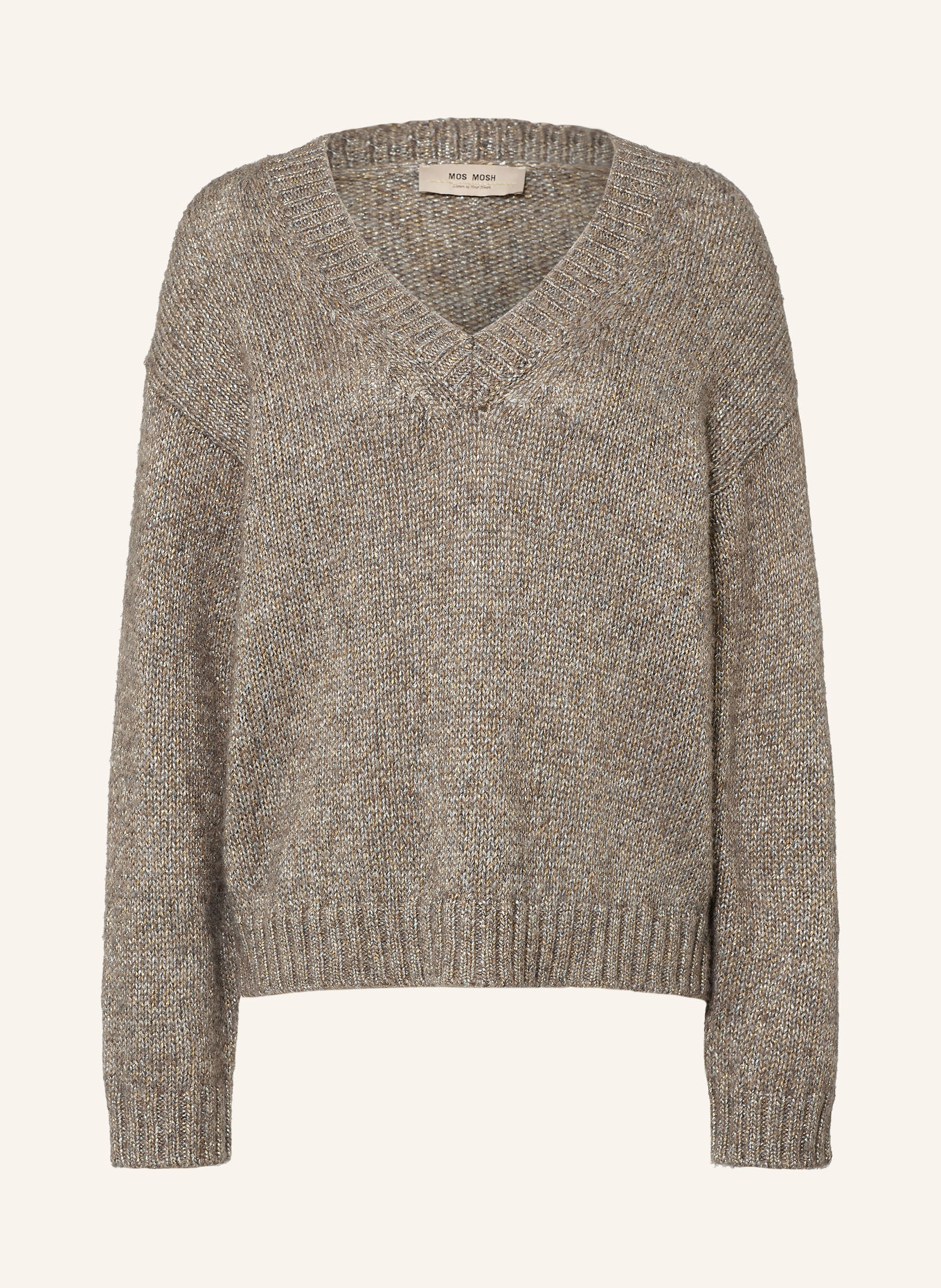 MOS MOSH Trui MMWELMA GLAM met glittergaren: GRIJS / ZILVER / GOUD