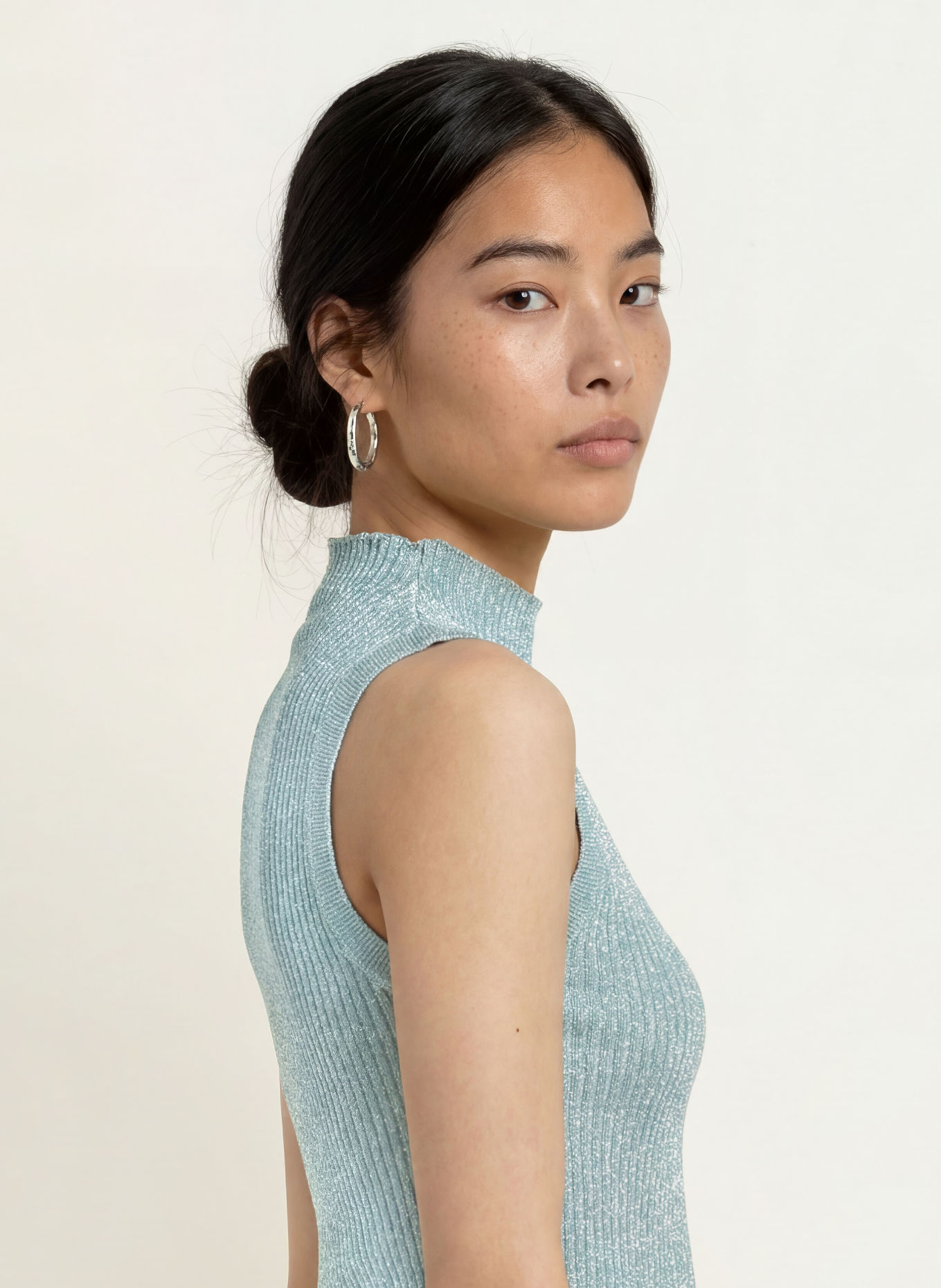 MOS MOSH Gebreide top MMIMANJA met glittergaren: LICHTBLAUW