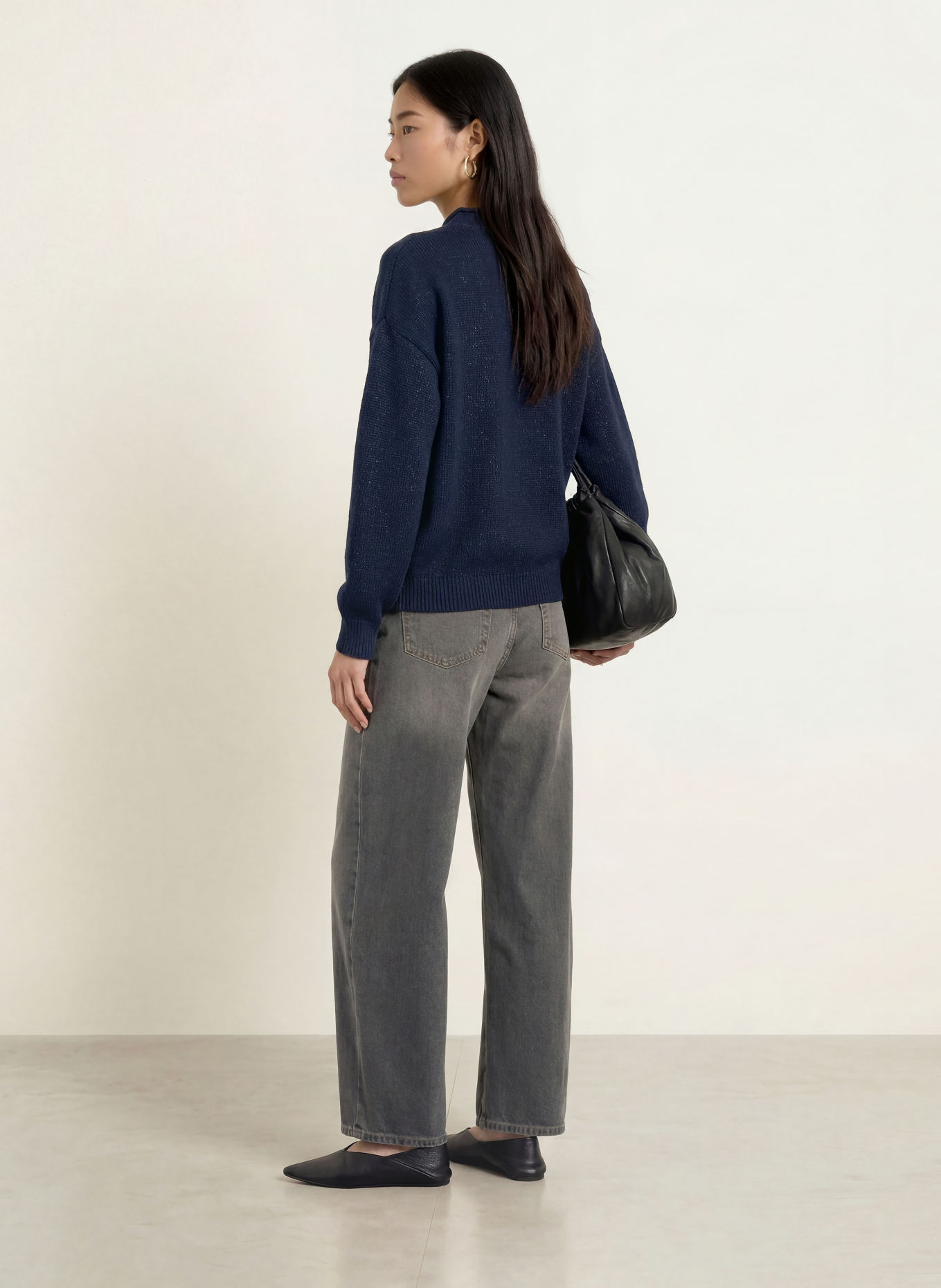 MOS MOSH MMBINE Sweater with Glitter Yarn: DARK BLUE