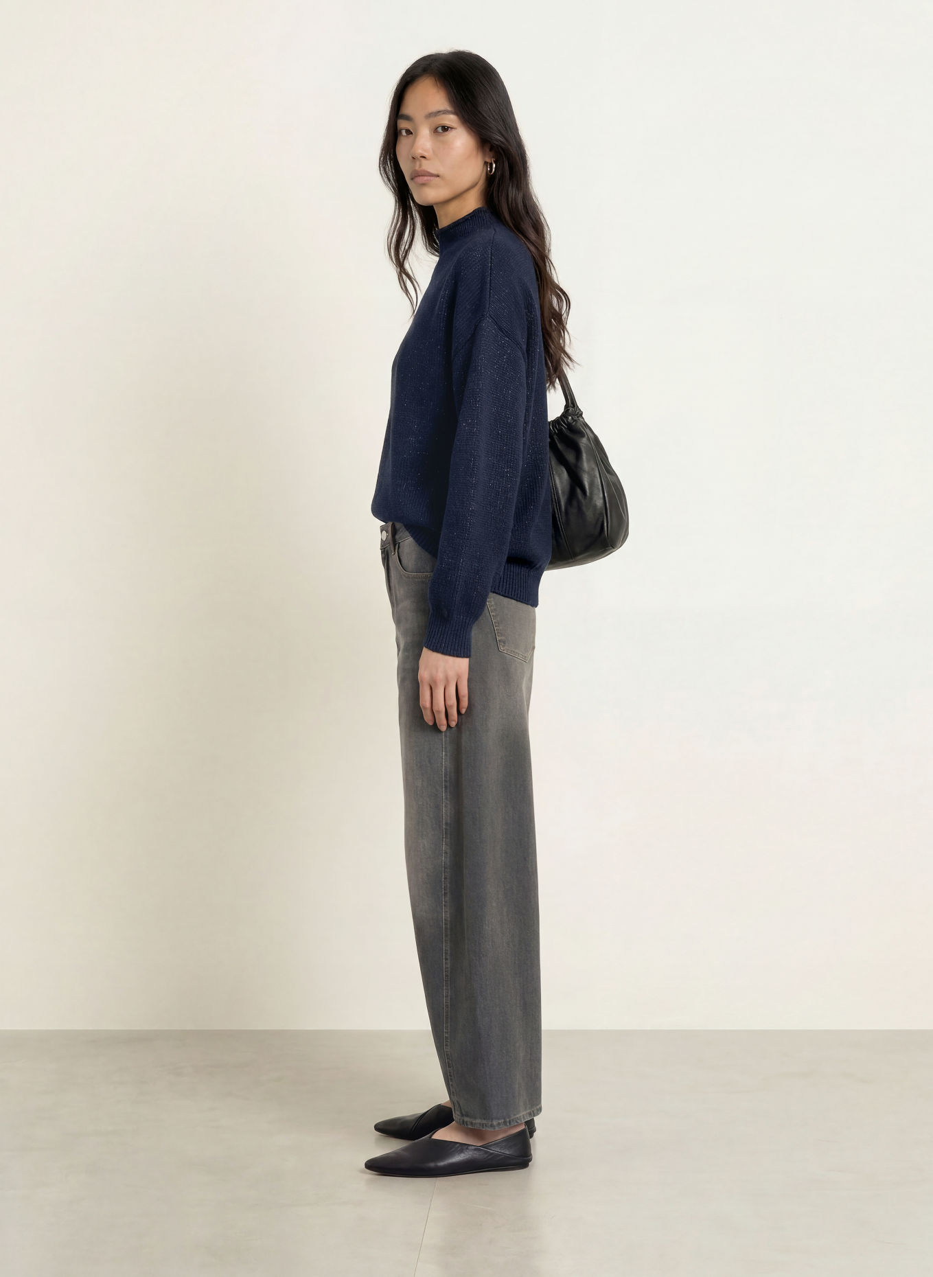 MOS MOSH MMBINE Sweater with Glitter Yarn: DARK BLUE