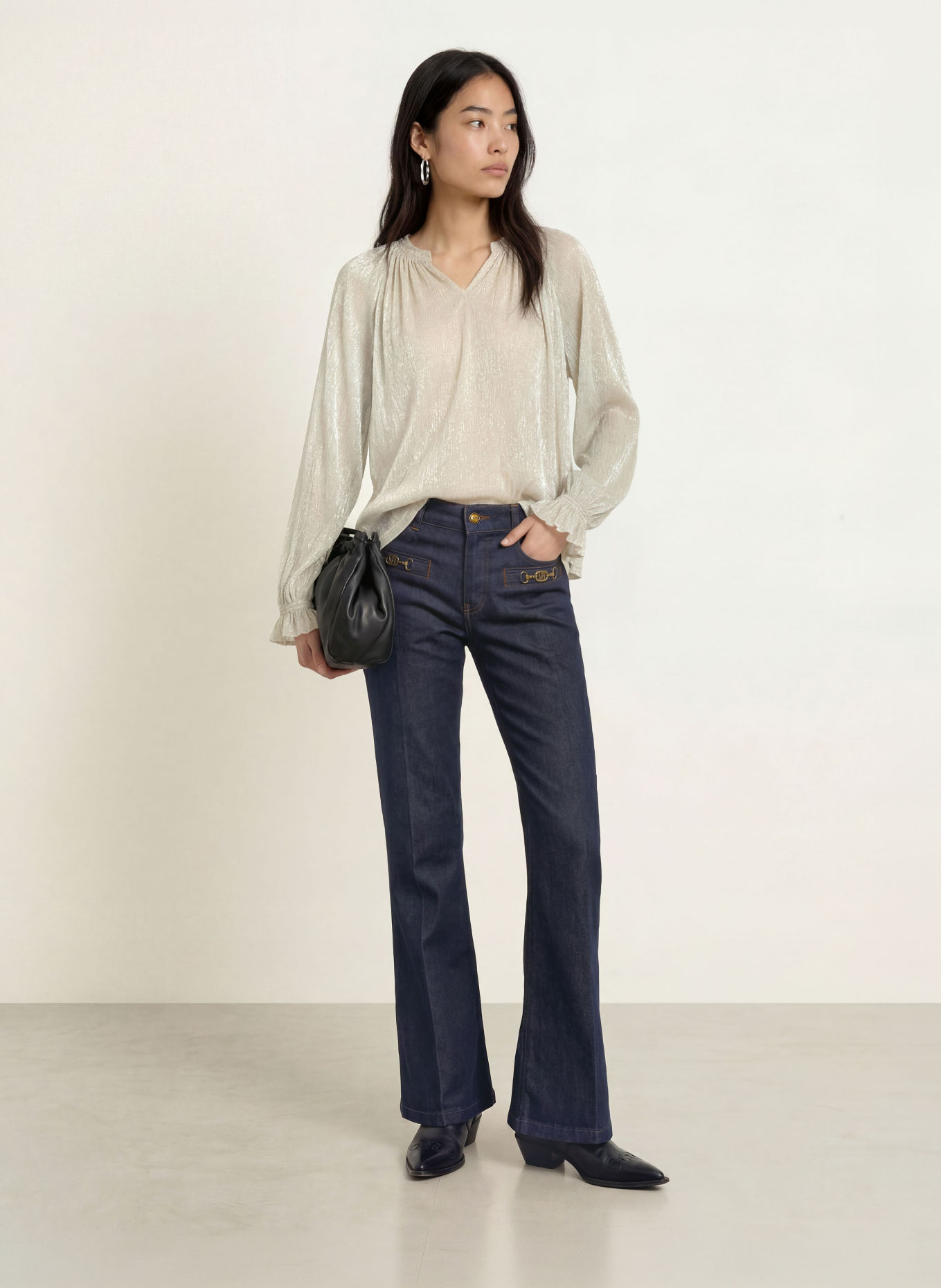 MOS MOSH MMXIMENA GLAM Shirt blouse with Glitter Yarn: BEIGE