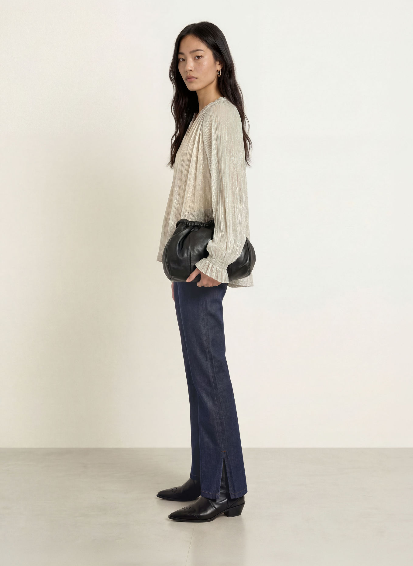 MOS MOSH MMXIMENA GLAM Shirt blouse with Glitter Yarn: BEIGE