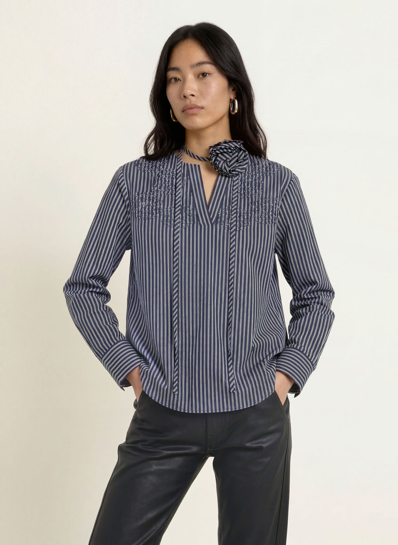MOS MOSH MMSARO Shirt blouse: DARK BLUE / WHITE