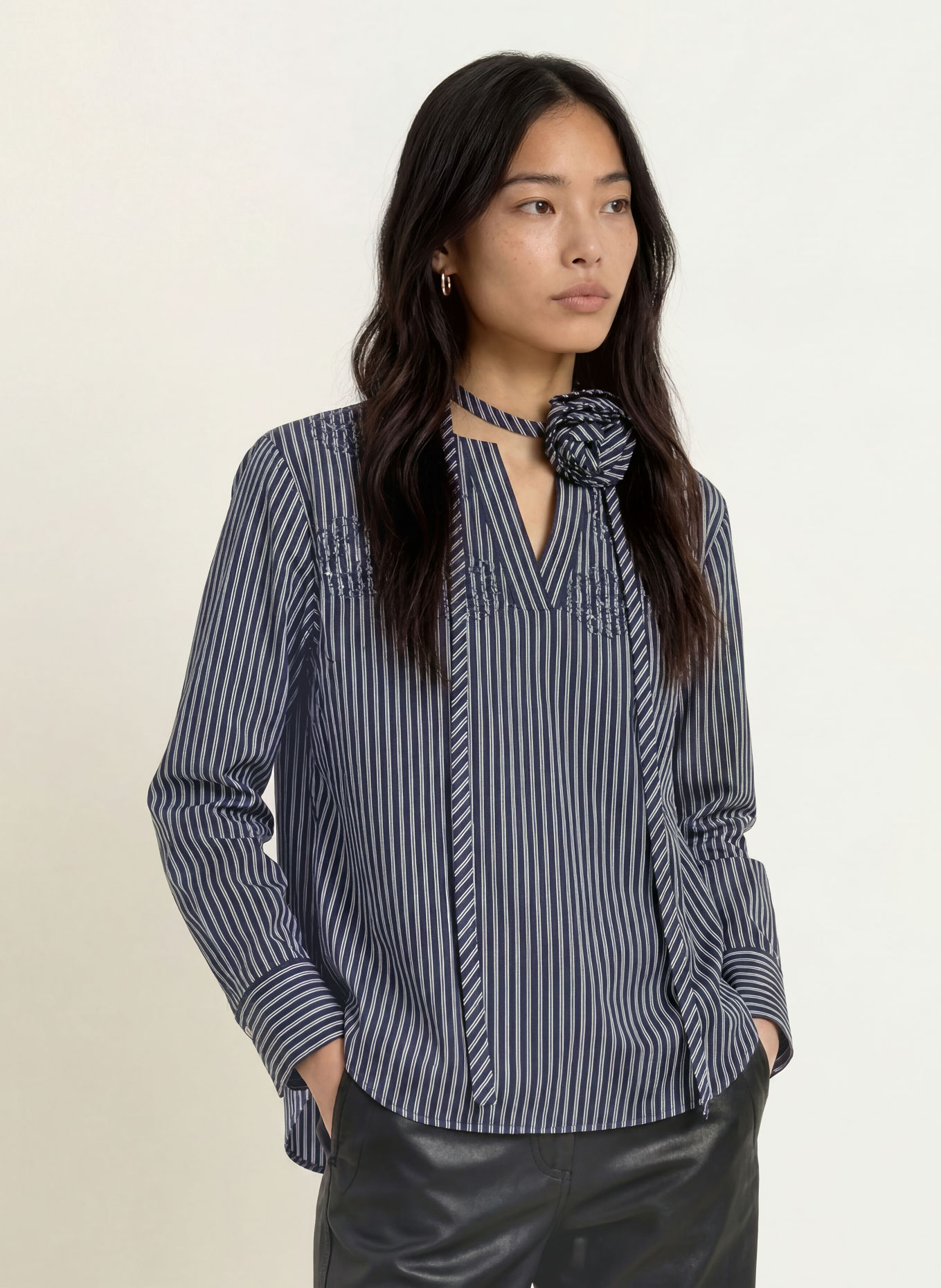 MOS MOSH MMSARO Shirt blouse: DARK BLUE / WHITE
