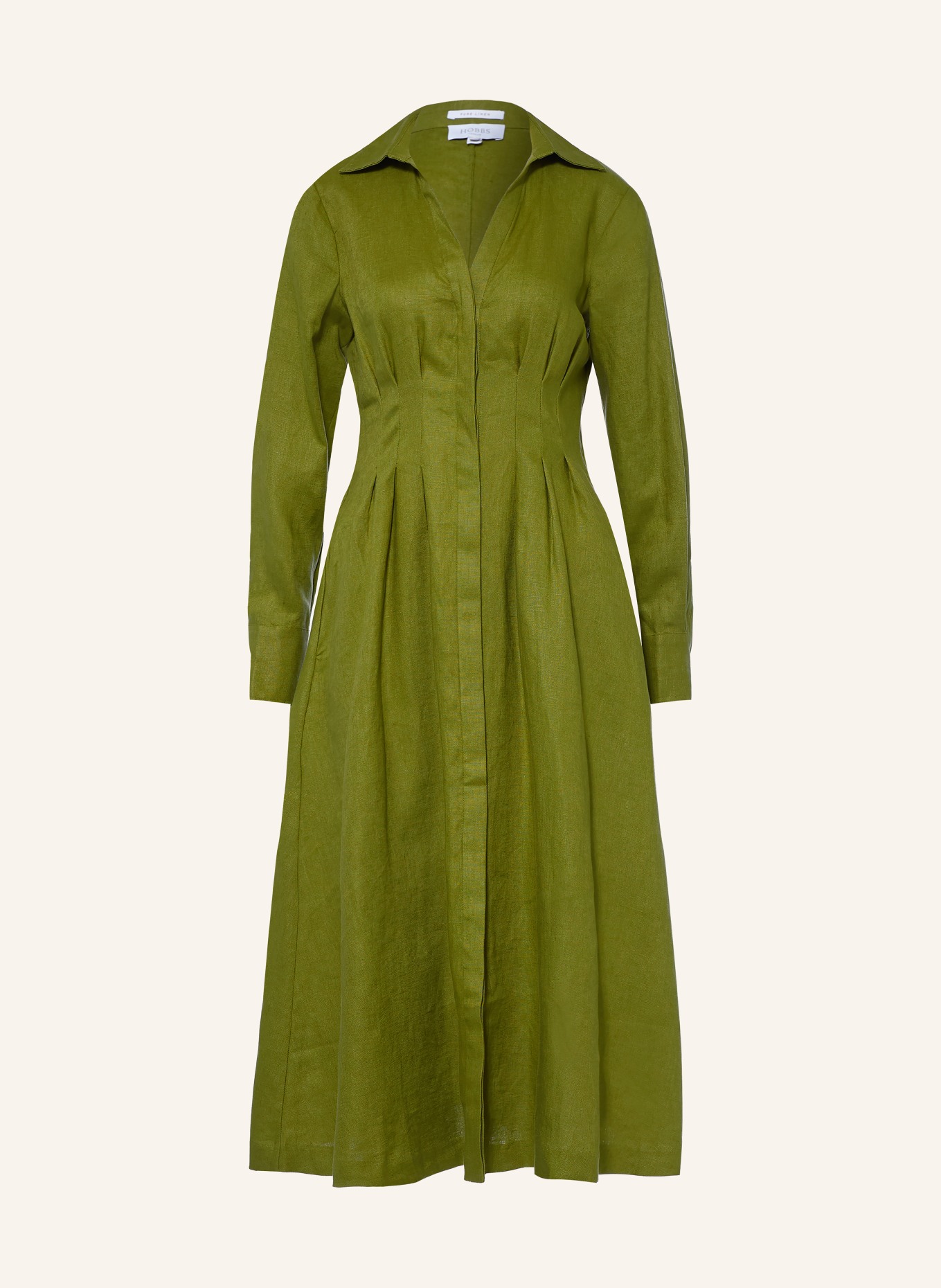 HOBBS CHRISSY linen dress: OLIVE