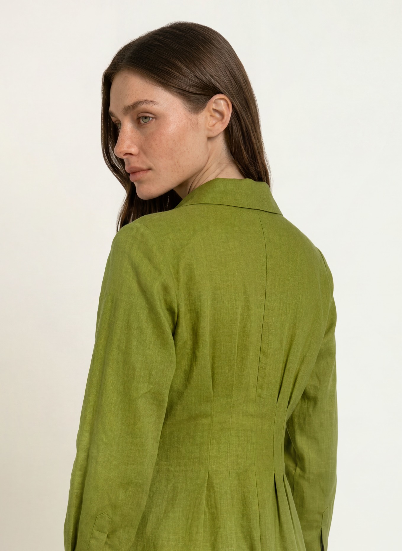 HOBBS CHRISSY linen dress: OLIVE