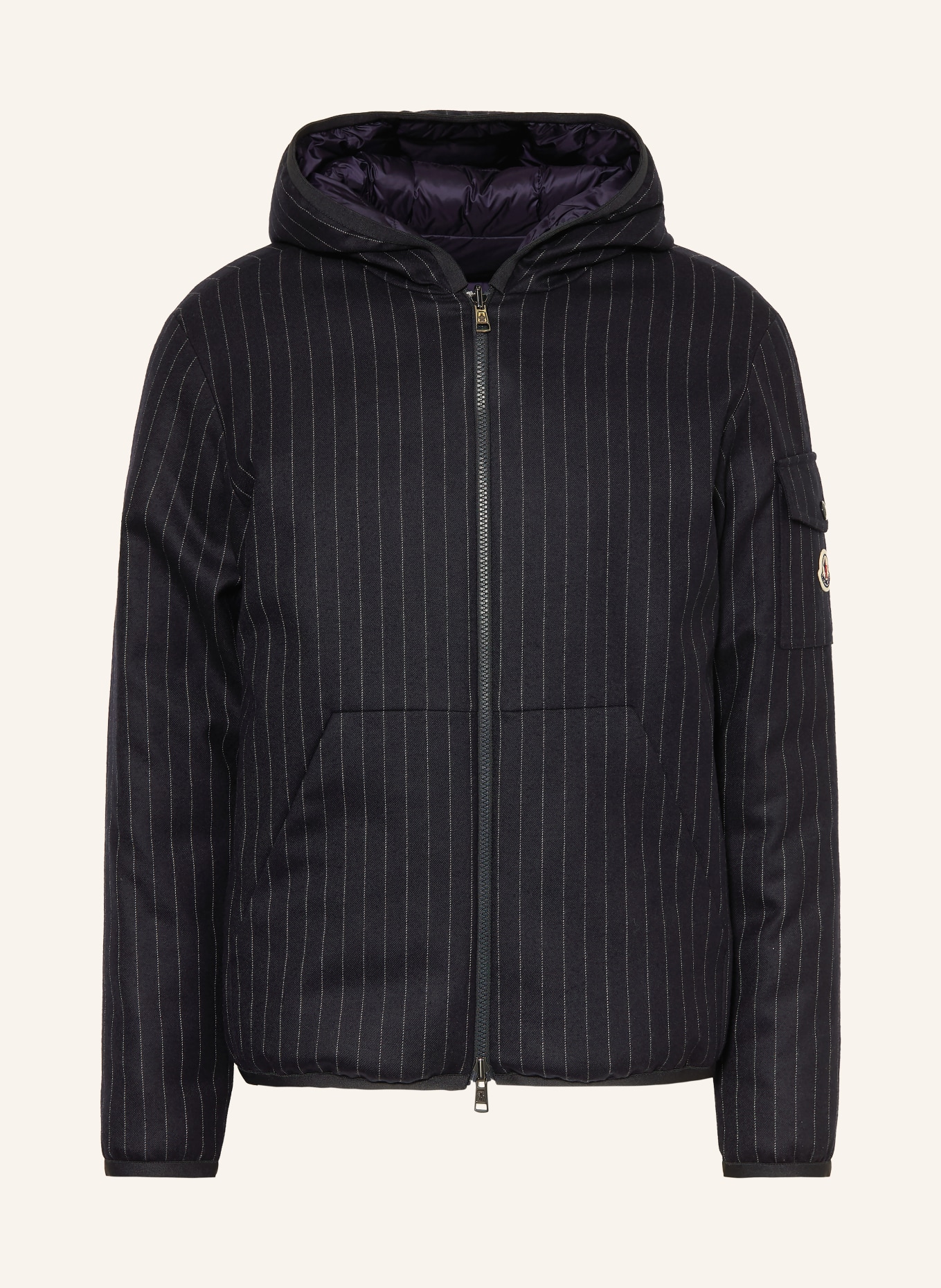 MONCLER CEZE Reversible Down Jacket: DARK BLUE / WHITE